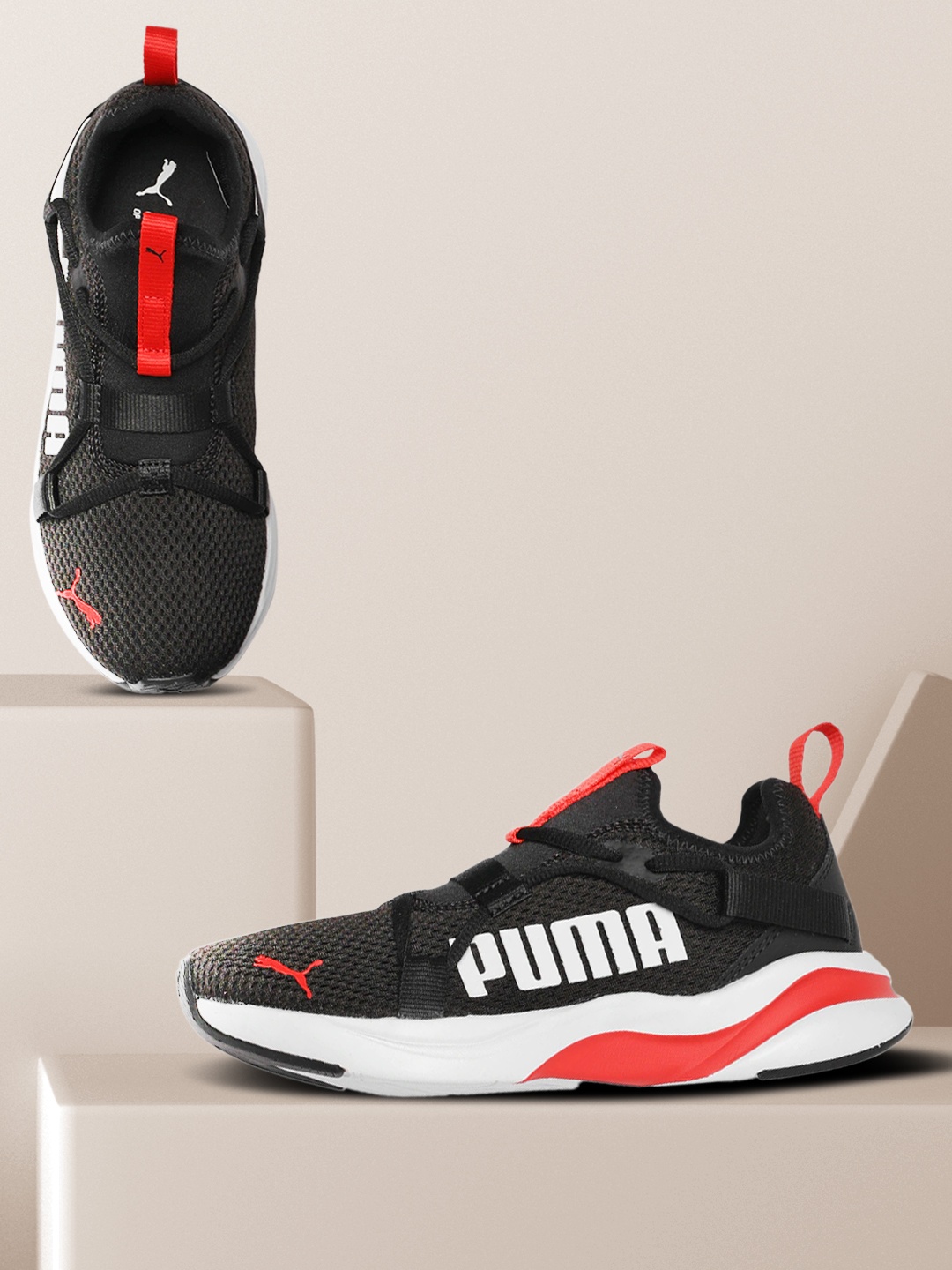 

Puma Boys Black & Red Softride Rift Pop Youth Walking Shoes