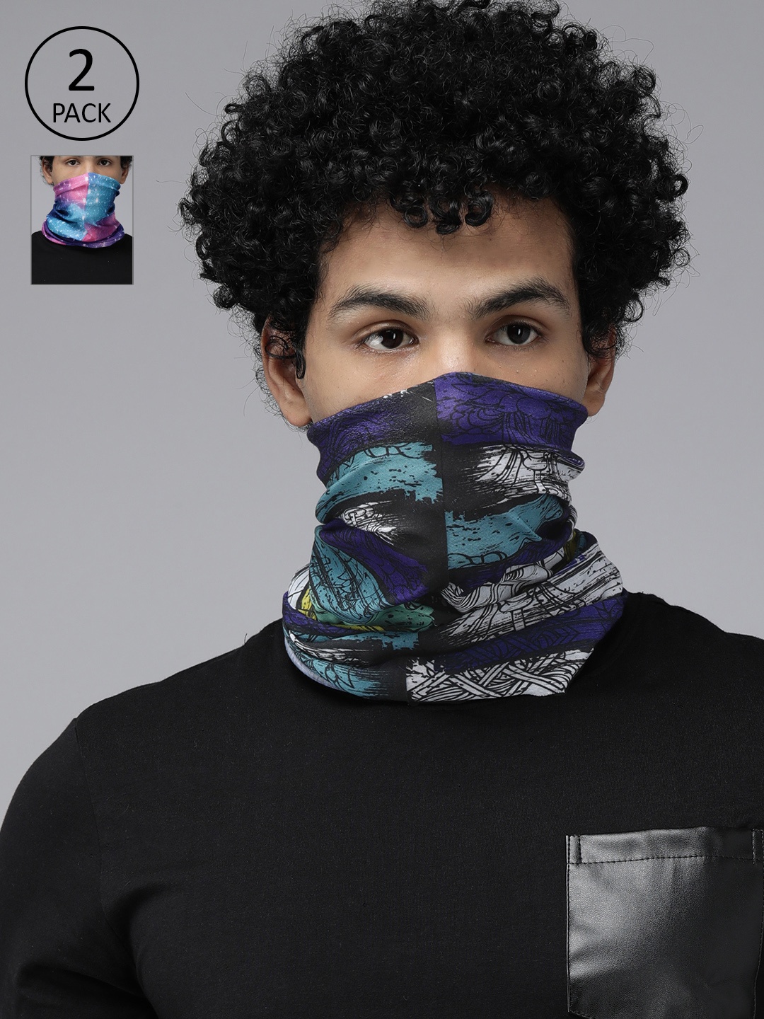

Roadster Unisex Pack Of 2 Blue & Pink Printed Neck Gaiters