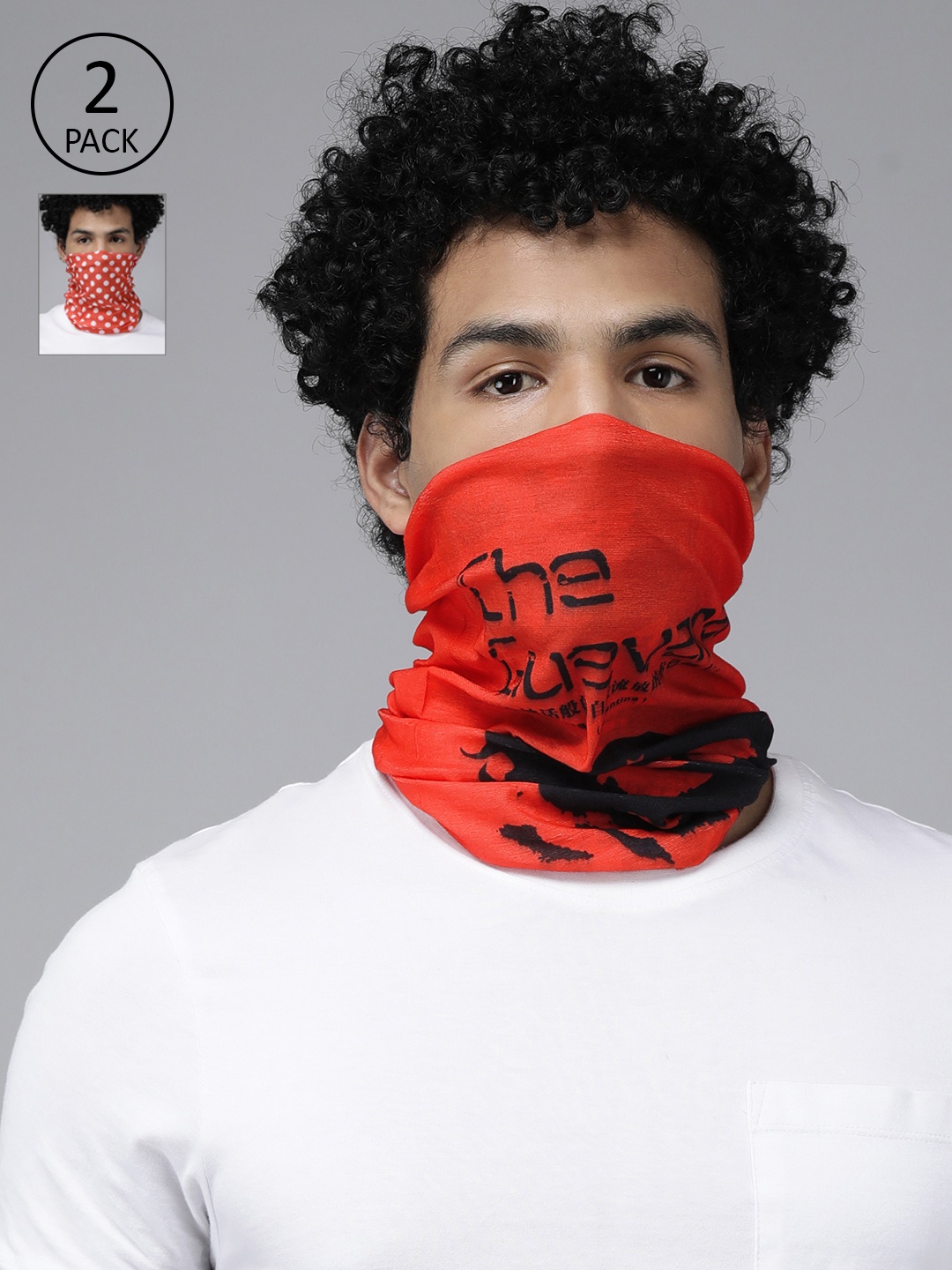 

Roadster Unisex Pack Of 2 Red & White Printed Neck Gaiters