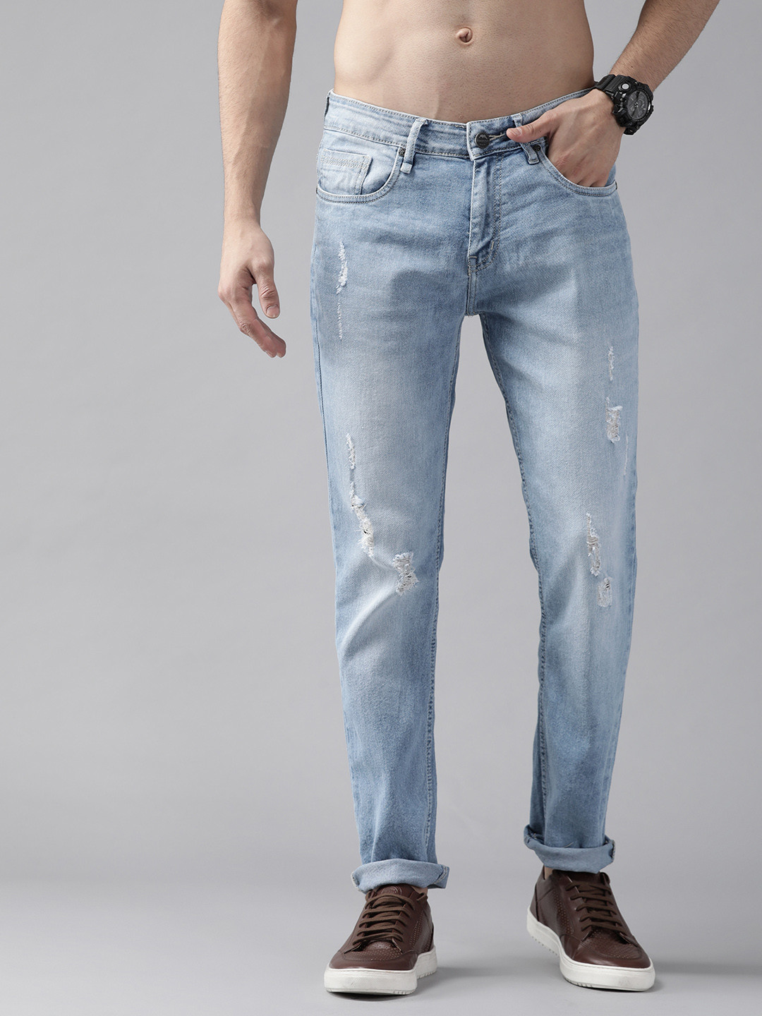 

Roadster Men Blue Skinny Fit Mildly Distressed Light Fade Stretchable Jeans