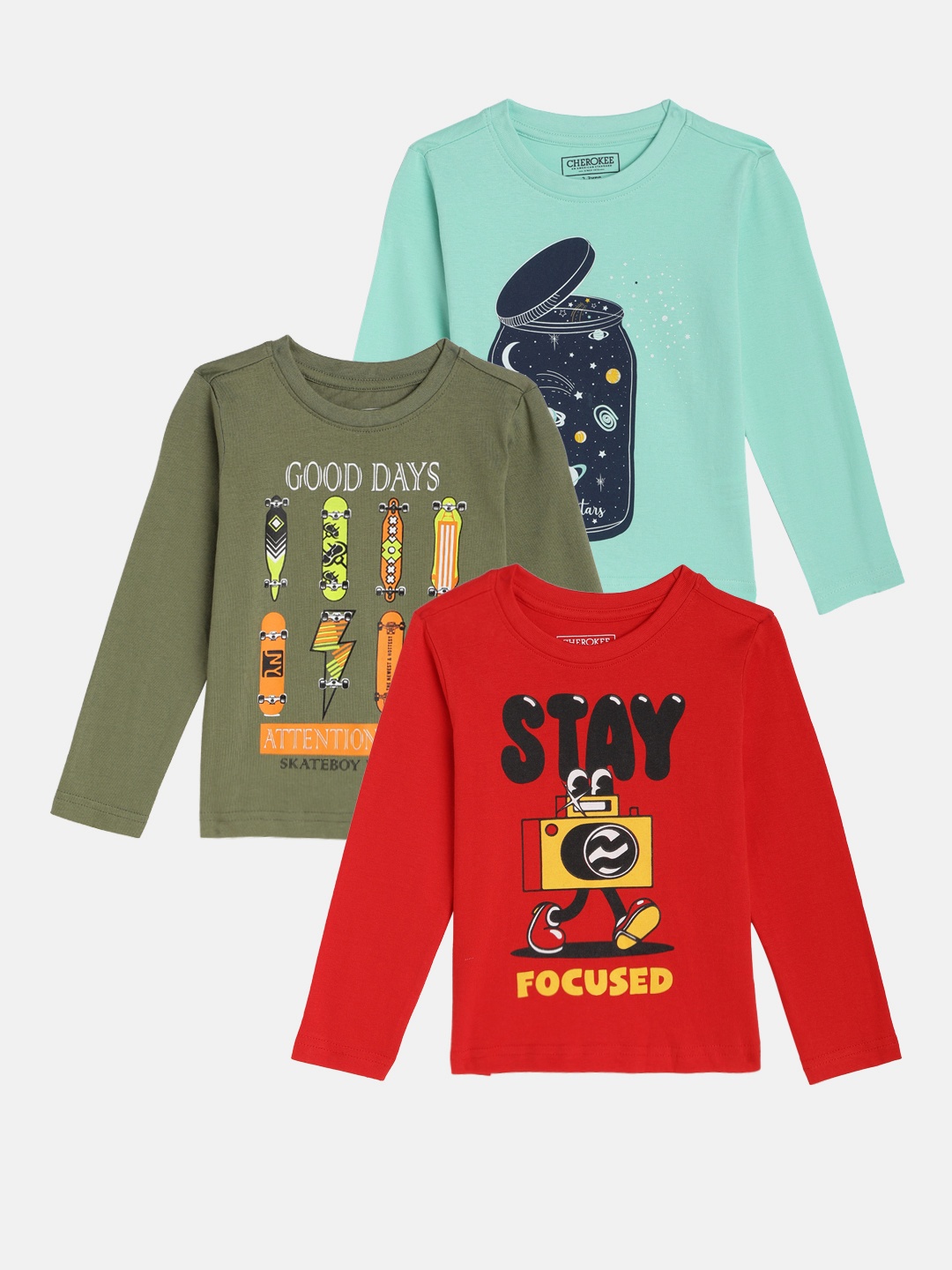 

Cherokee Boys Pack of 3 Assorted Printed Round Neck T-shirt