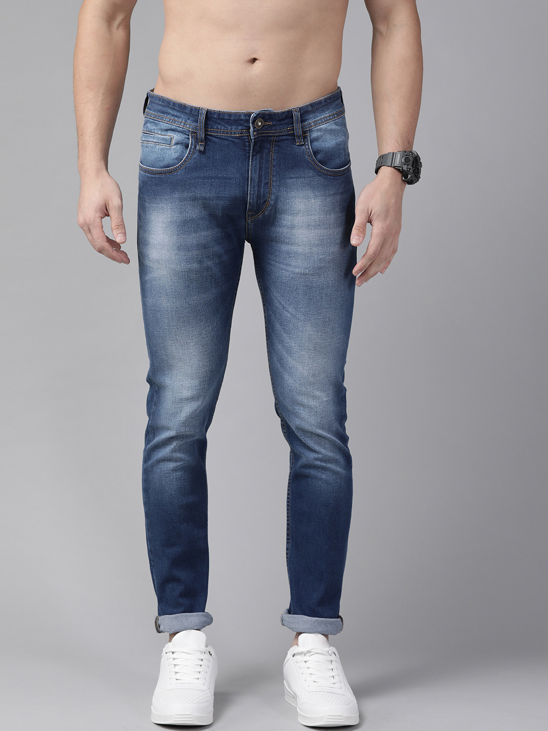 

Roadster Men Navy Blue Skinny Fit Heavy Fade Stretchable Jeans