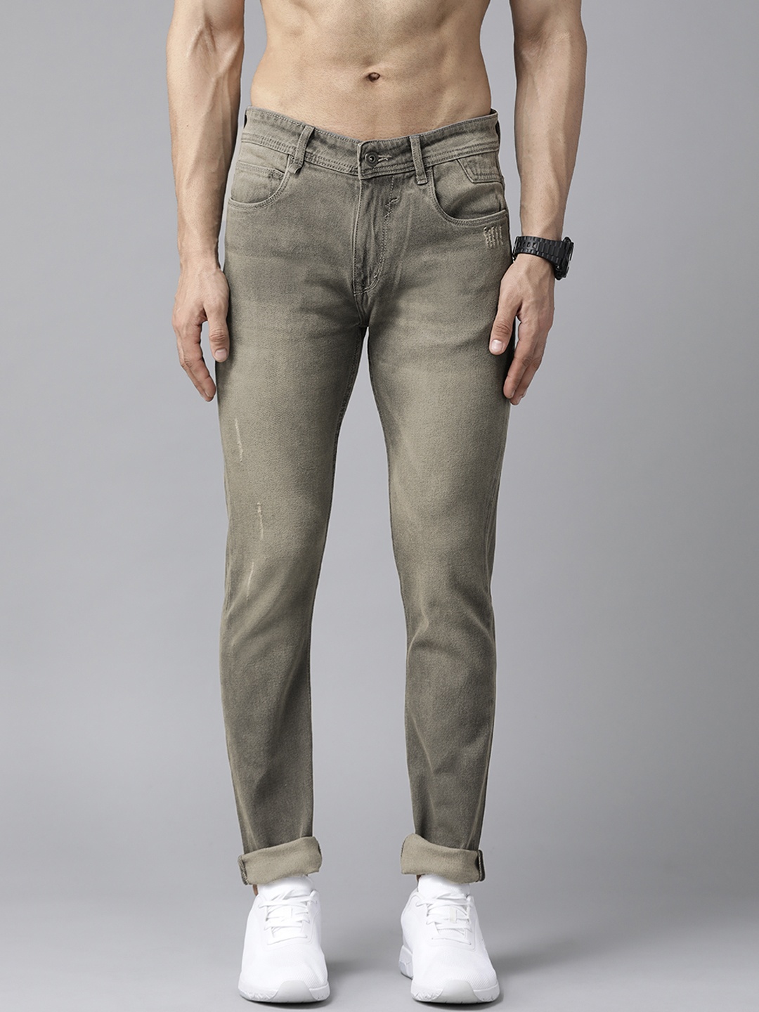 

Roadster Men Charcoal Grey Slim Tapered Light Fade Stretchable Jeans