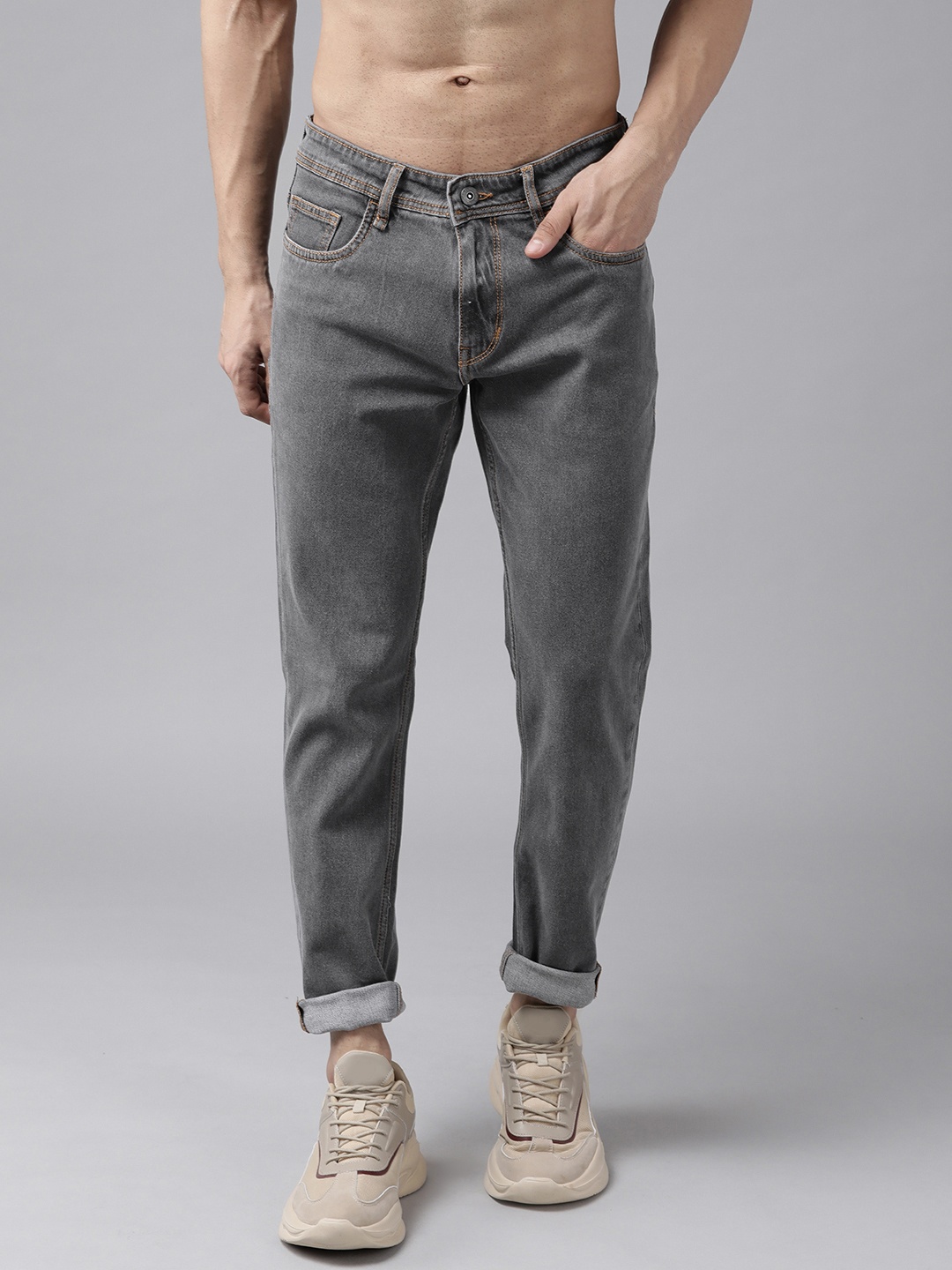 

Roadster Men Grey Slim Tapered Fit Light Fade Stretchable Jeans