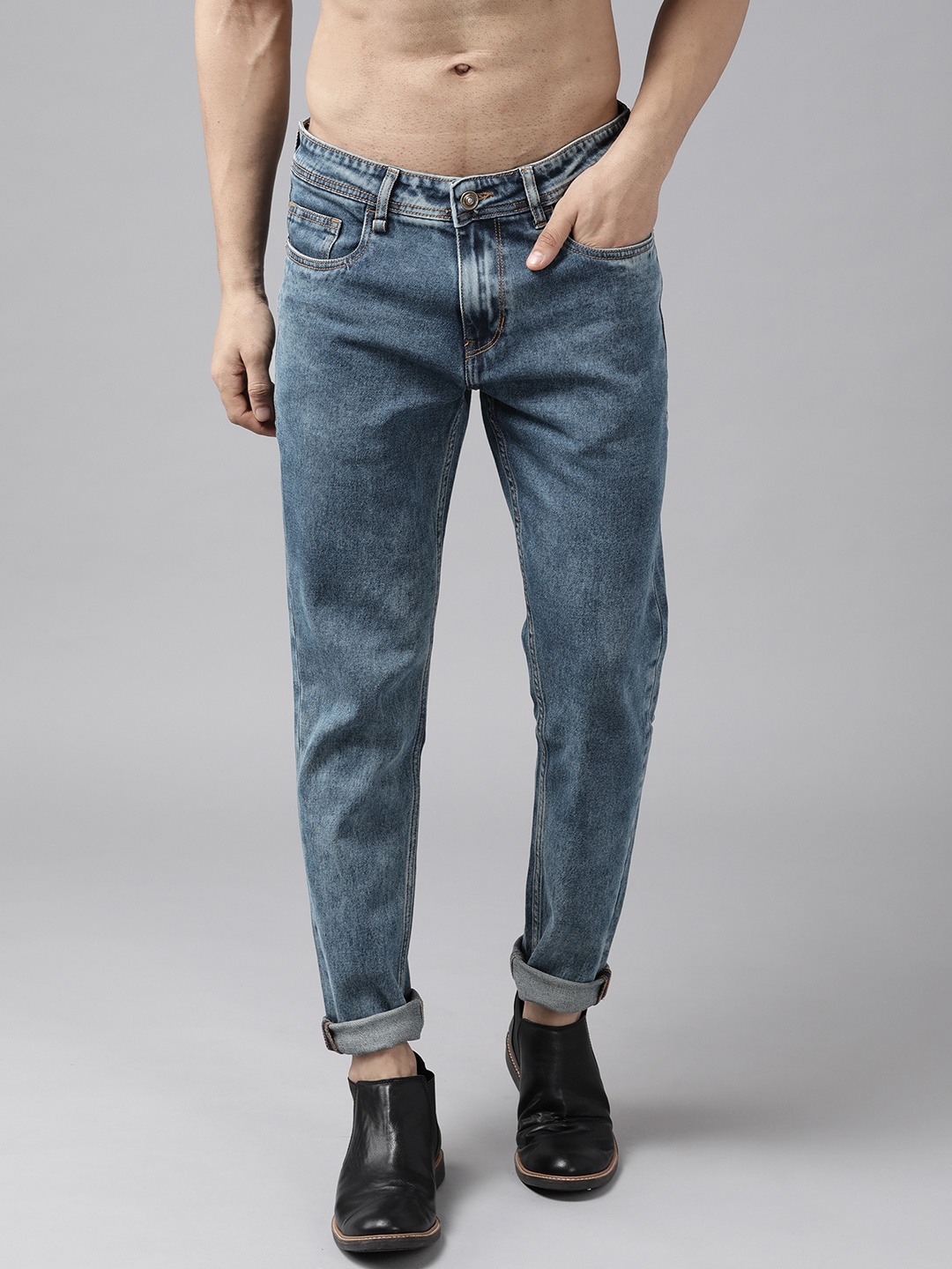

Roadster Men Navy Blue Slim Tapered Fit Light Fade Stretchable Jeans