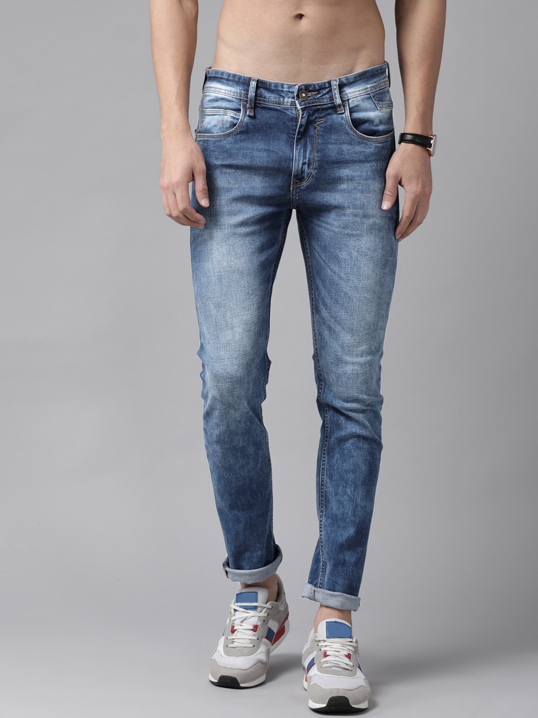 

Roadster Men Blue Skinny Fit Heavy Fade Mid-Rise Stretchable Jeans