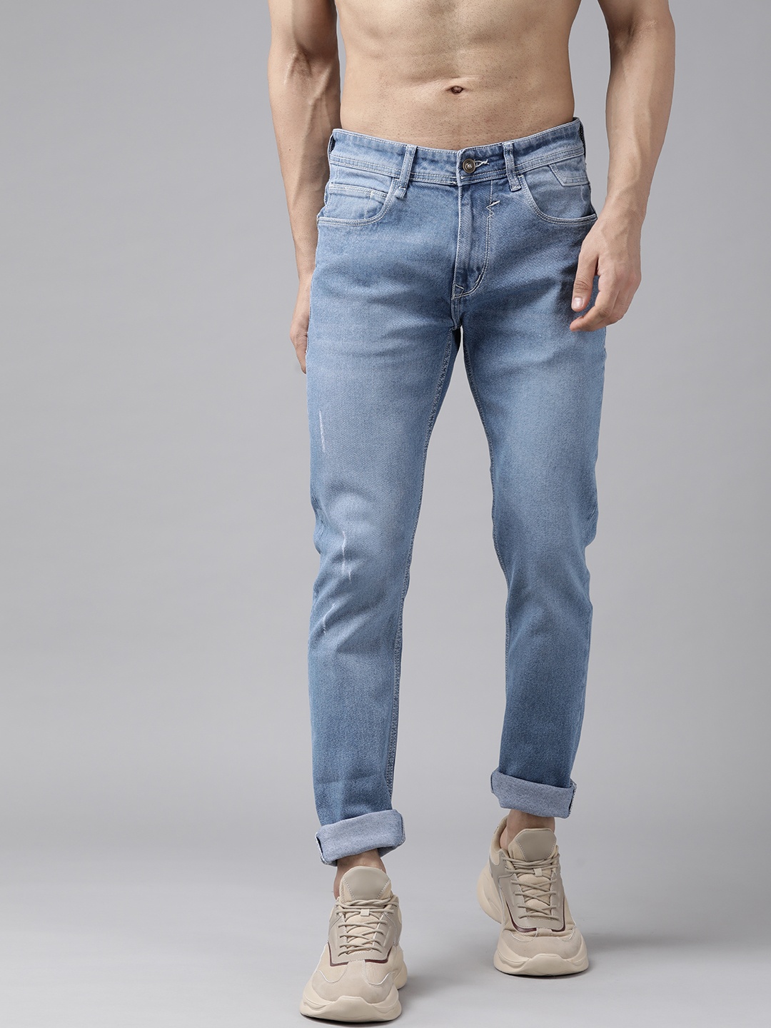

Roadster Men Blue Skinny Fit Low Distress Light Fade Stretchable Jeans