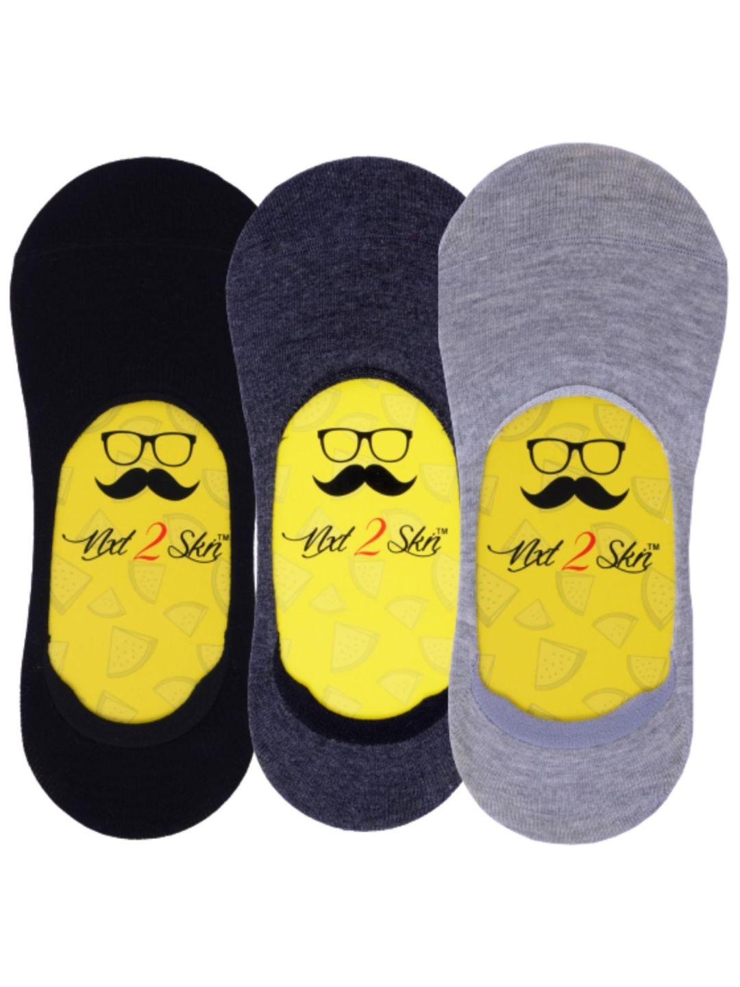 

N2S NEXT2SKIN Men Pack Of 3 Assorted Cotton Shoe-Liners
