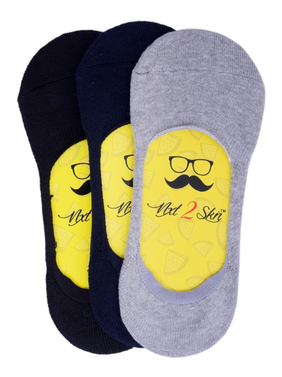 

N2S NEXT2SKIN Men Pack Of 3 Assorted Cotton Shoe Liners