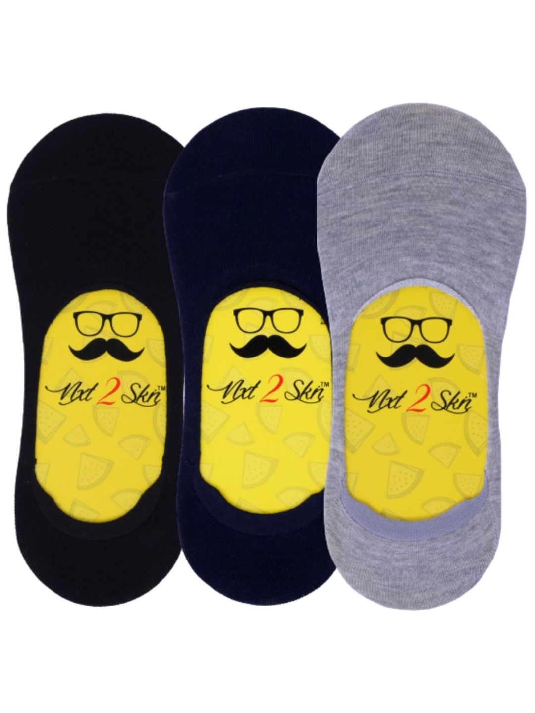 

N2S NEXT2SKIN Men Pack Of 3 Assorted Cotton Shoe Liners