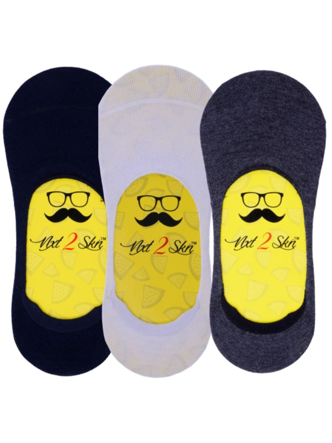 

N2S NEXT2SKIN Men Pack Of 3 Assorted Cotton Shoe-Liners