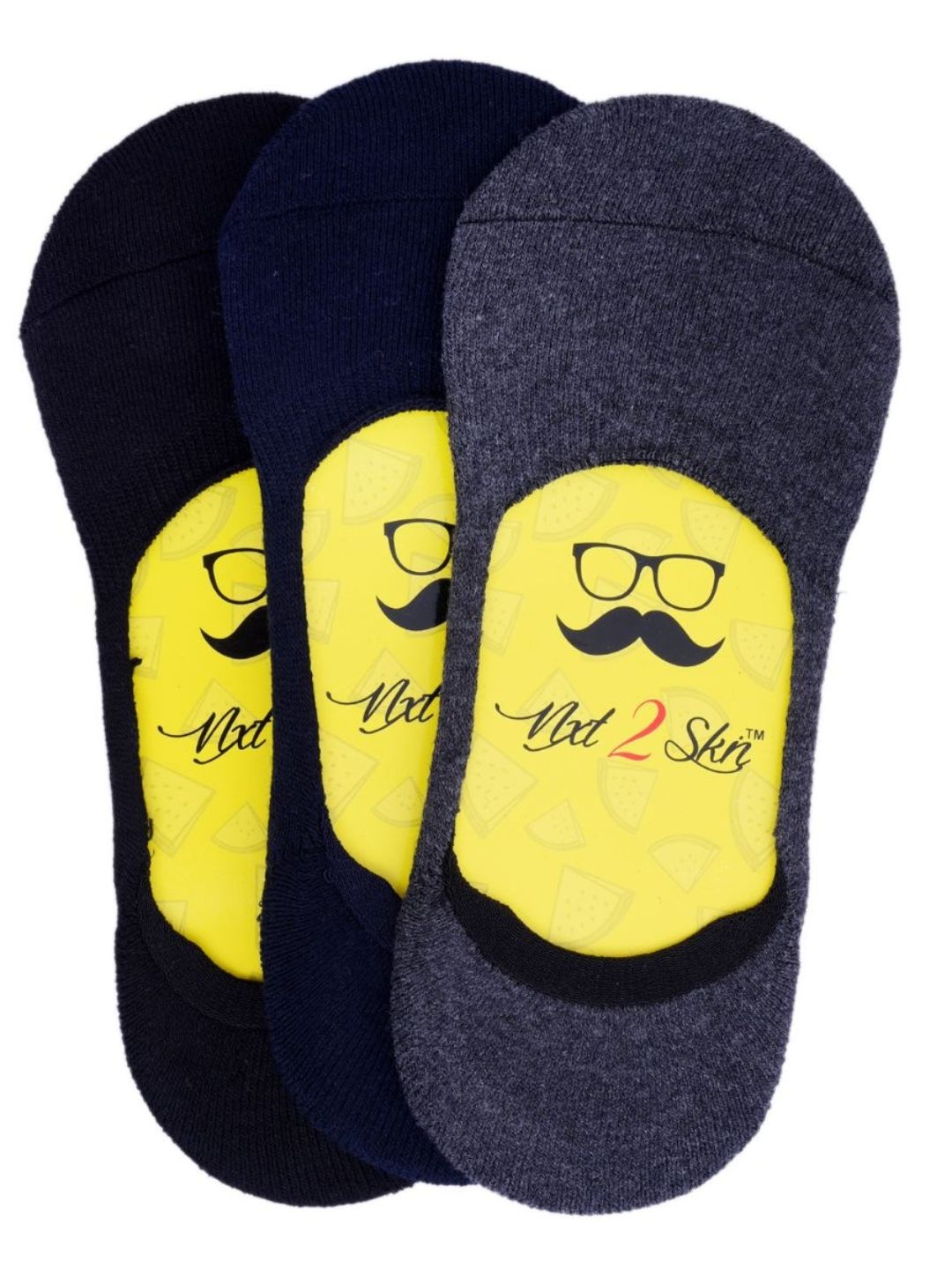 

N2S NEXT2SKIN Men Pack Of 3 Assorted Cotton Shoe Liners