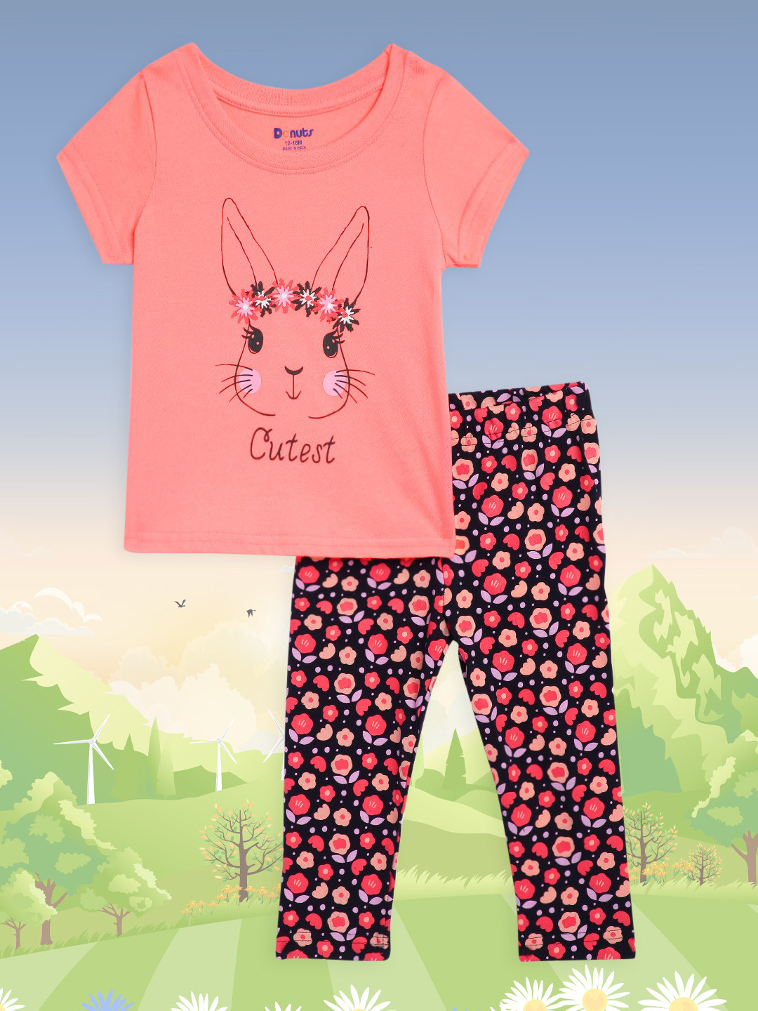 

Donuts Girls Assorted Printed T-shirt with Trousers