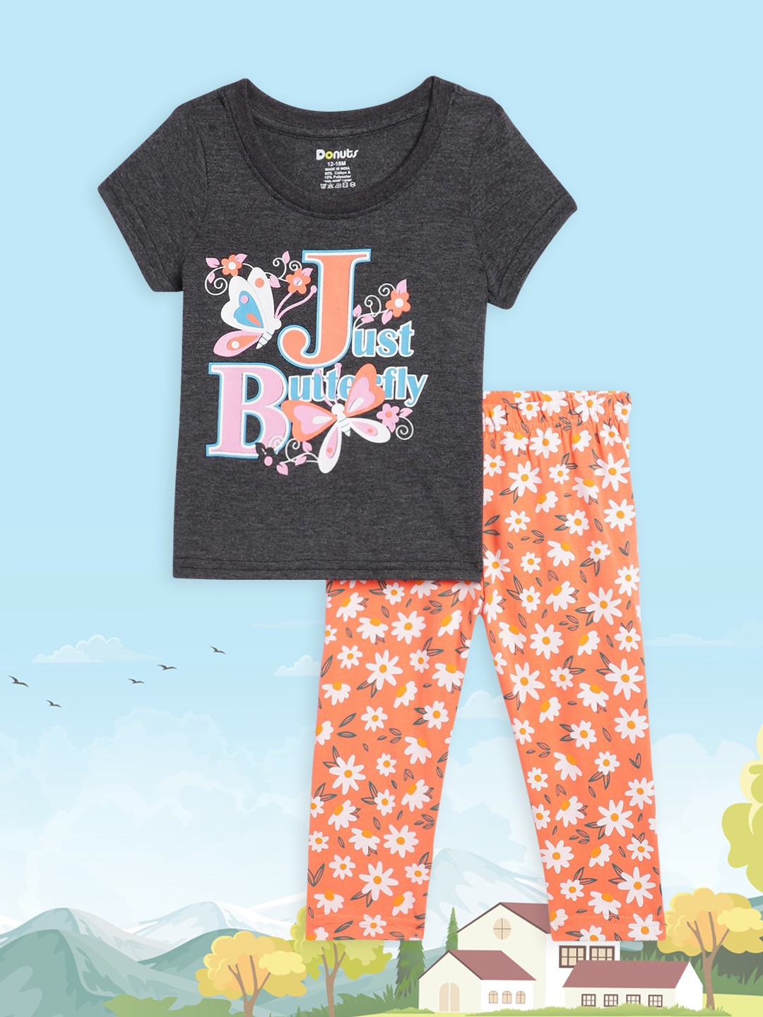 

Donuts Girls Assorted Printed T-shirt with Trousers