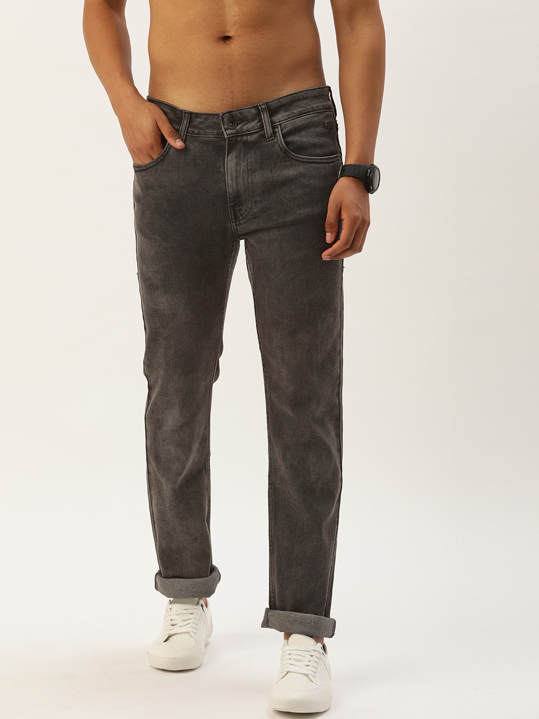 

Flying Machine Men Black Michael Slim Tapered Fit Light Fade Stretchable Jeans