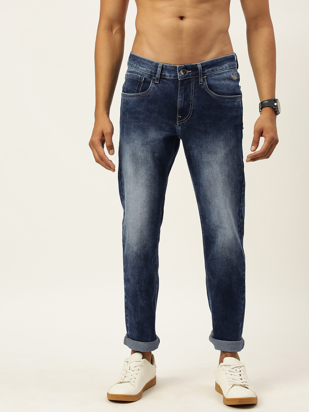 

Flying Machine Men Blue Skinny Fit Low-Rise Heavy Fade Jeans