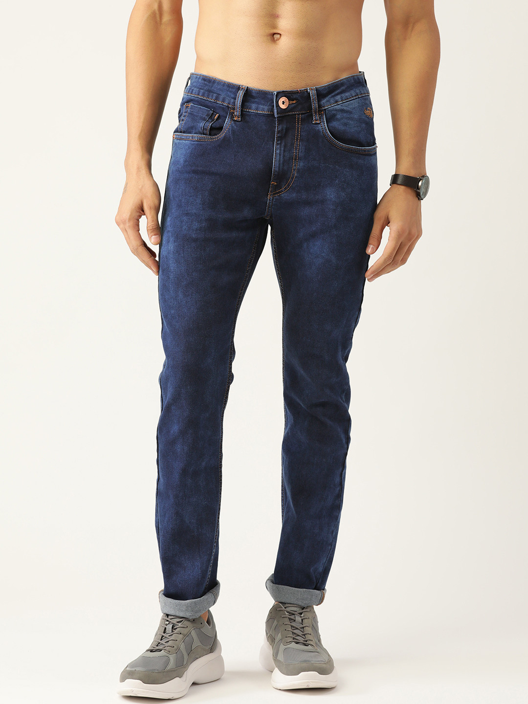 

Flying Machine Men Navy Blue Slim Tapered Fit Stretchable Jeans