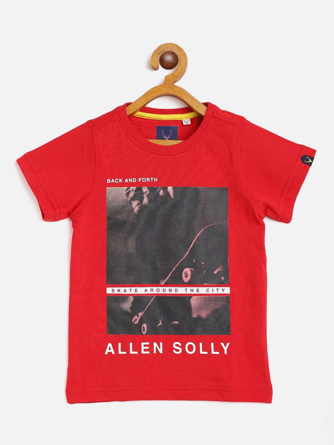 

Allen Solly Junior Boys Red & Black Skateboarding Printed Cotton T-shirt