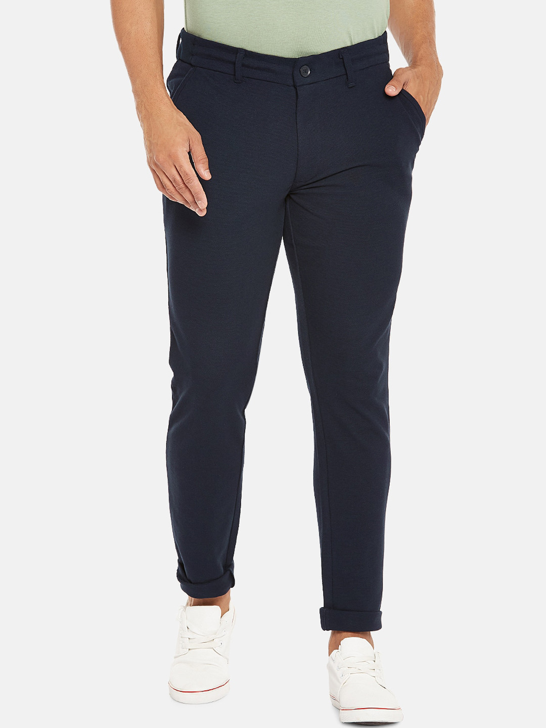 

BYFORD by Pantaloons Men Blue Slim Fit Low-Rise Chinos