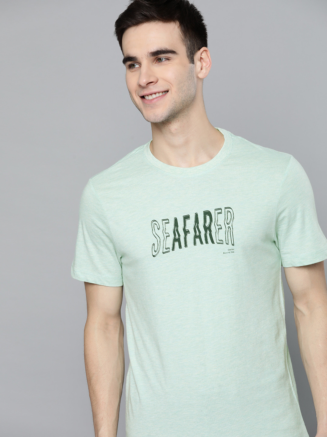 

Mast & Harbour Handcrafted Men Green Typography Printed T-shirt
