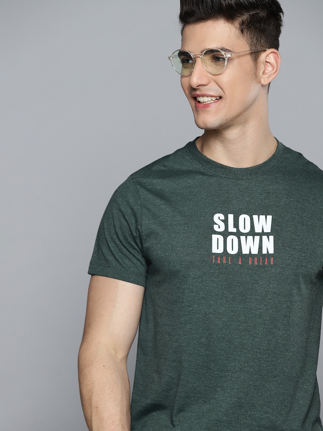 

Mast & Harbour Men Green & White Printed T-shirt