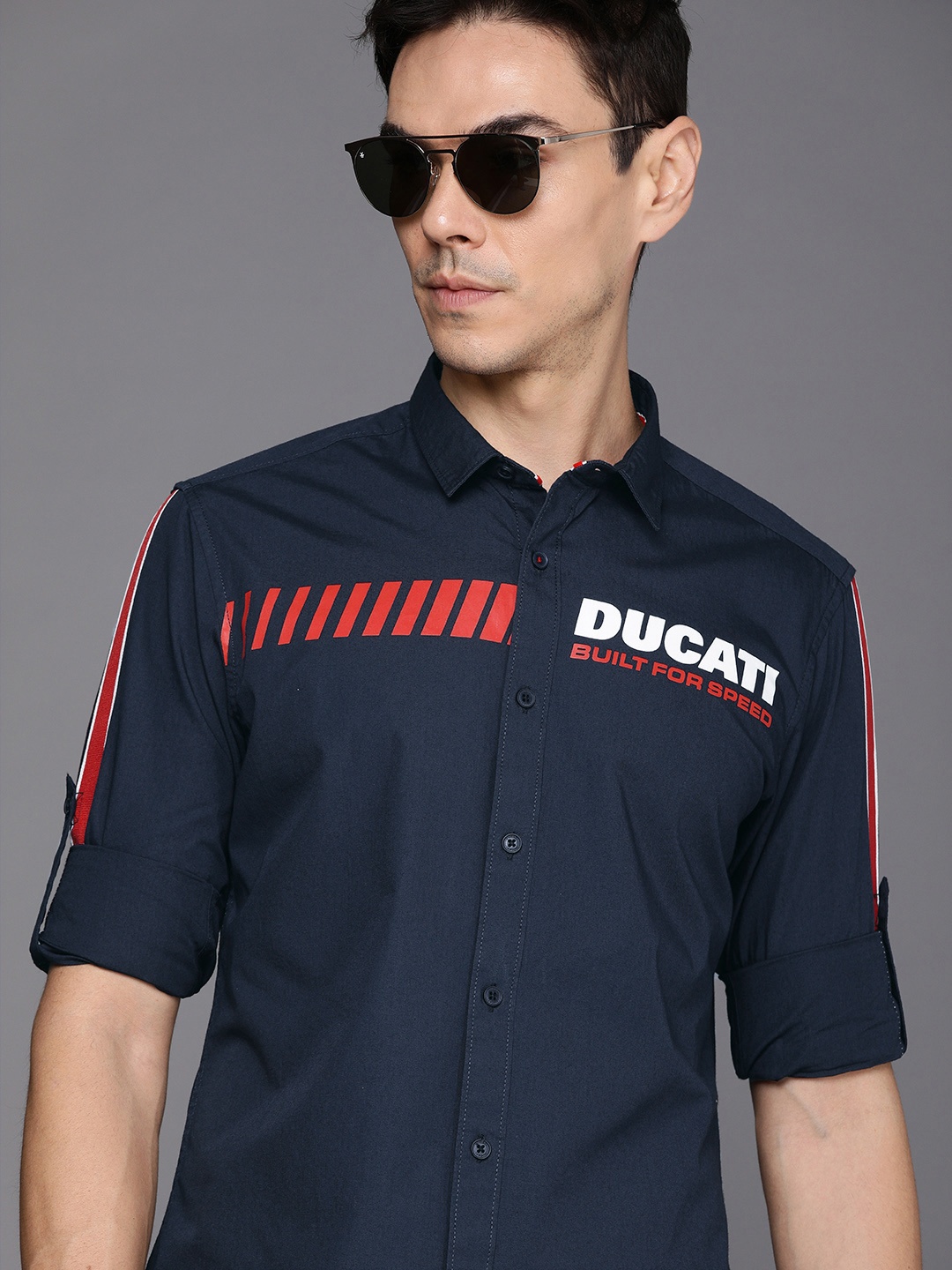 

Ducati Men Navy Blue & White Printed Casual Shirt