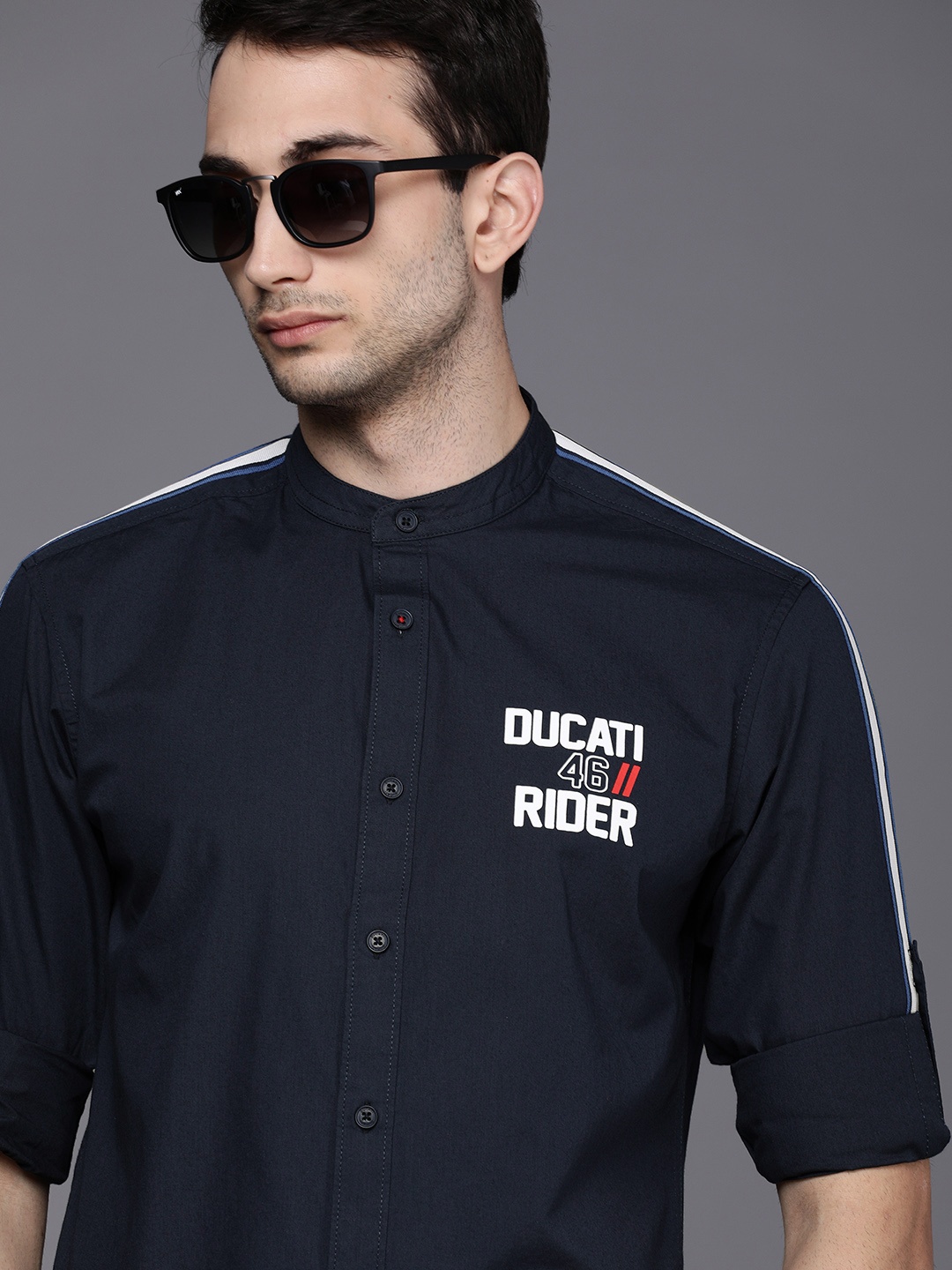 

Ducati Men Navy Blue Printed Casual Shirt
