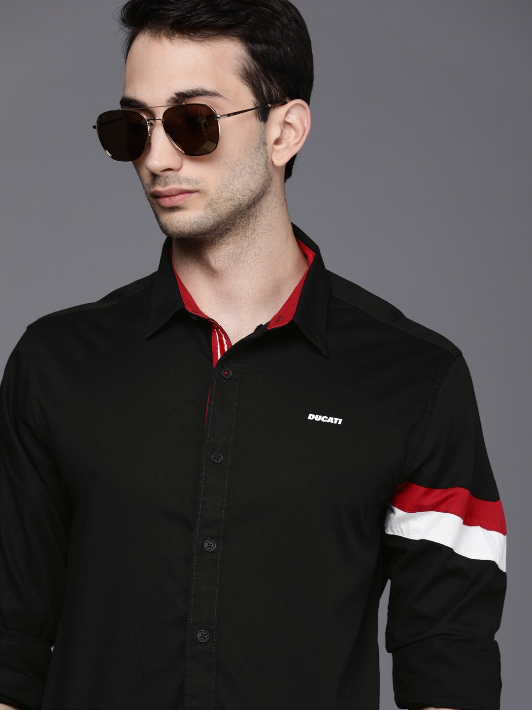 

Ducati Men Black Opaque Casual Shirt