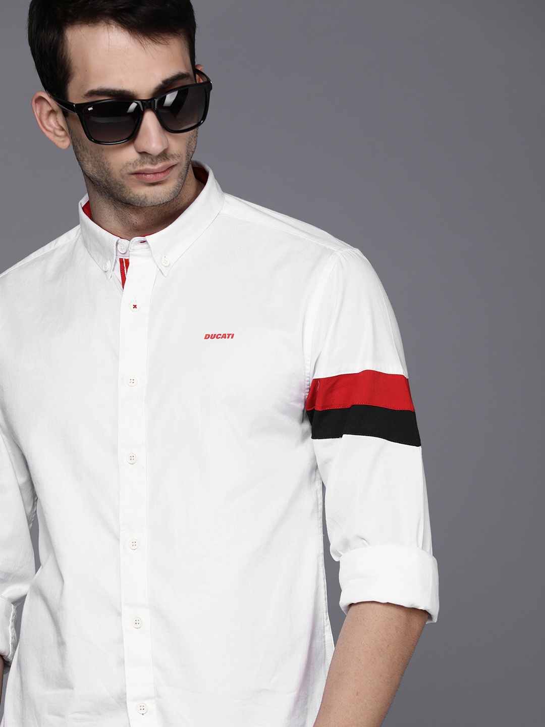 

Ducati Men White Solid Casual Shirt