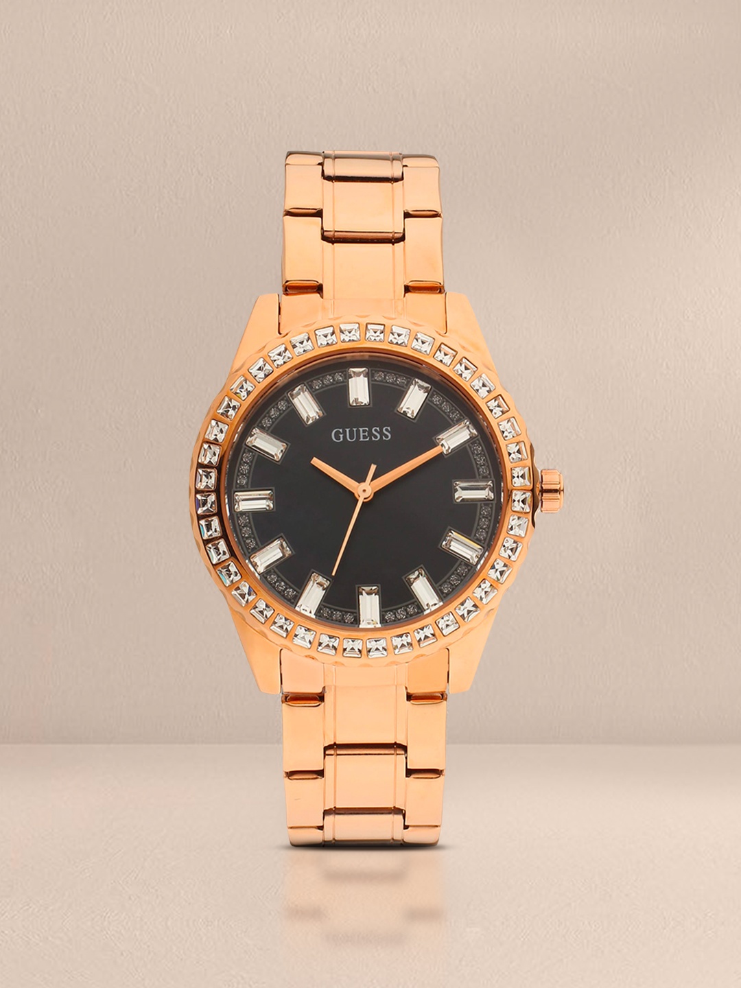 

GUESS Women Rose Gold-Toned Embellished Dial Analogue Watch GW0111L3