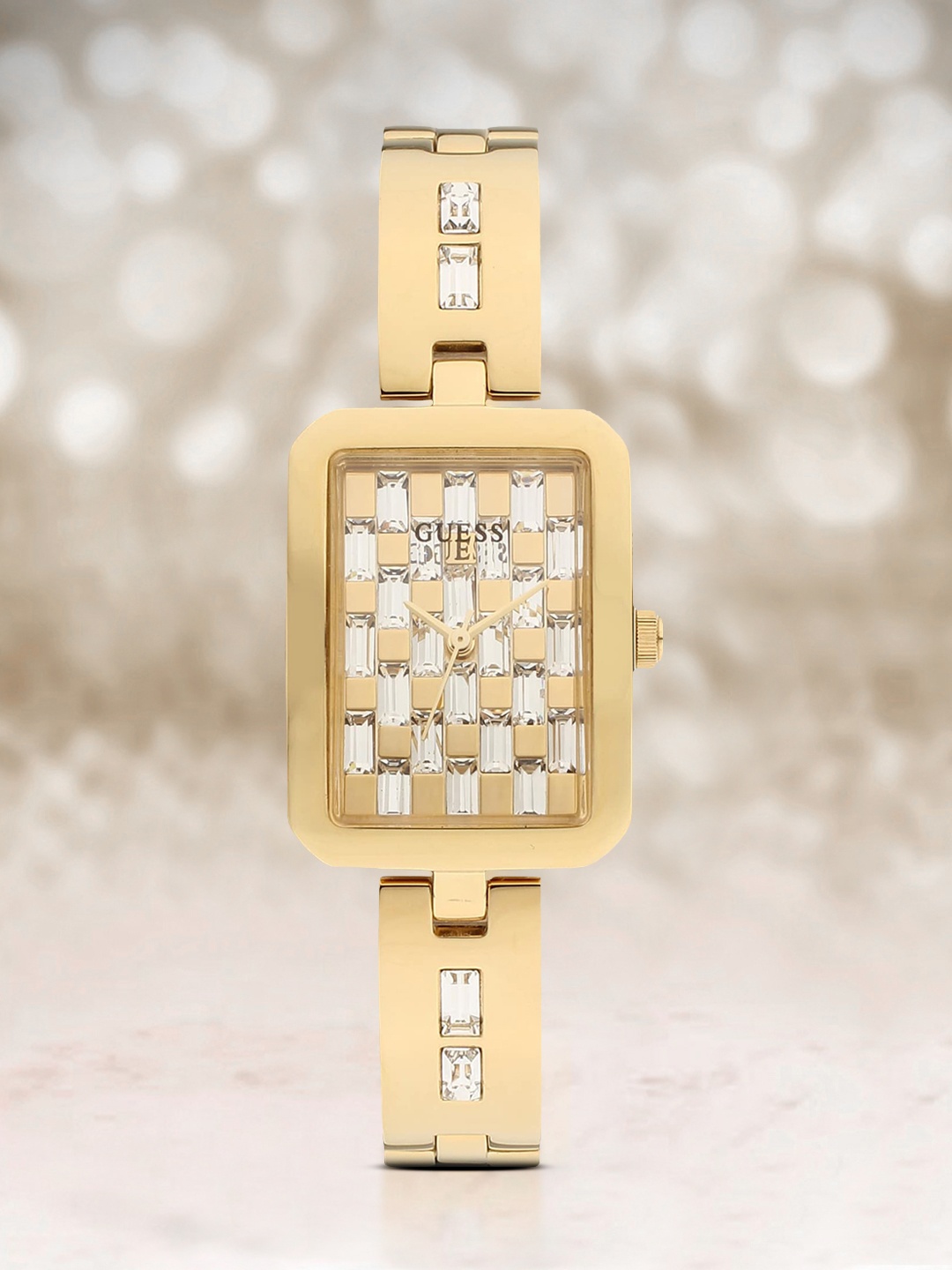 

GUESS Women Gold-Toned Embellished Dial & Stainless Steel Watch GW0102L2