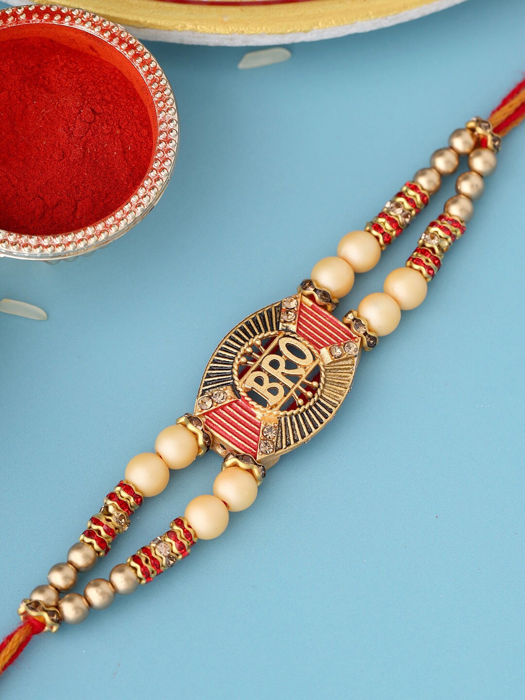 

Voylla Enameled Bro Rakhi with Roli Chaawal, Red