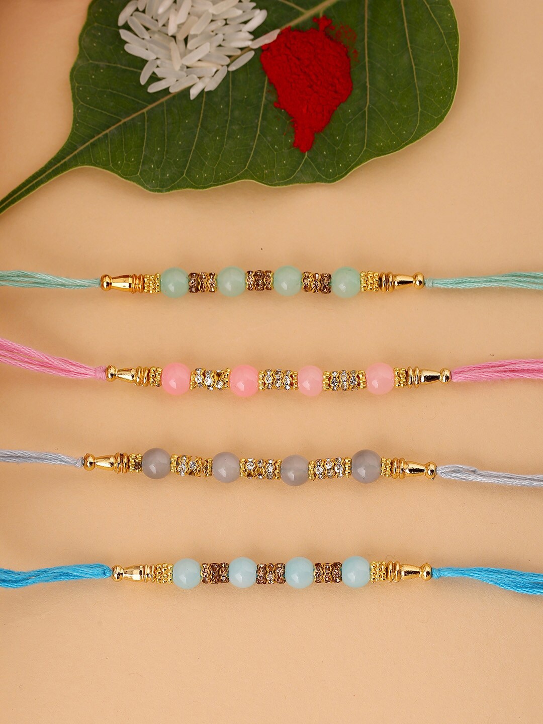 

Voylla Set of 4 Multi-Coloured Beaded Rakhi