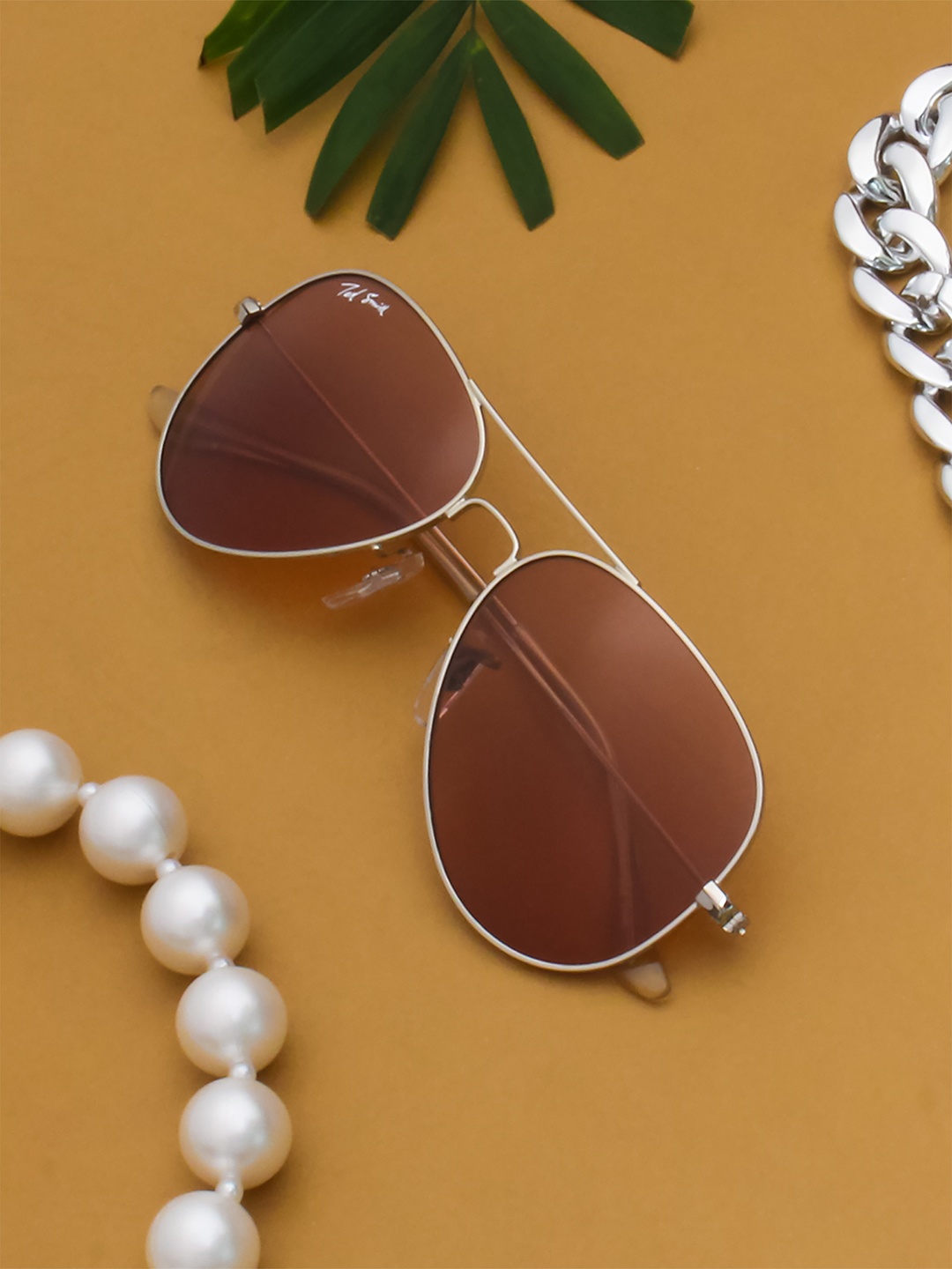 

Ted Smith Unisex Pink Lens & Silver-Toned Aviator Sunglasses AVIMAST_C20