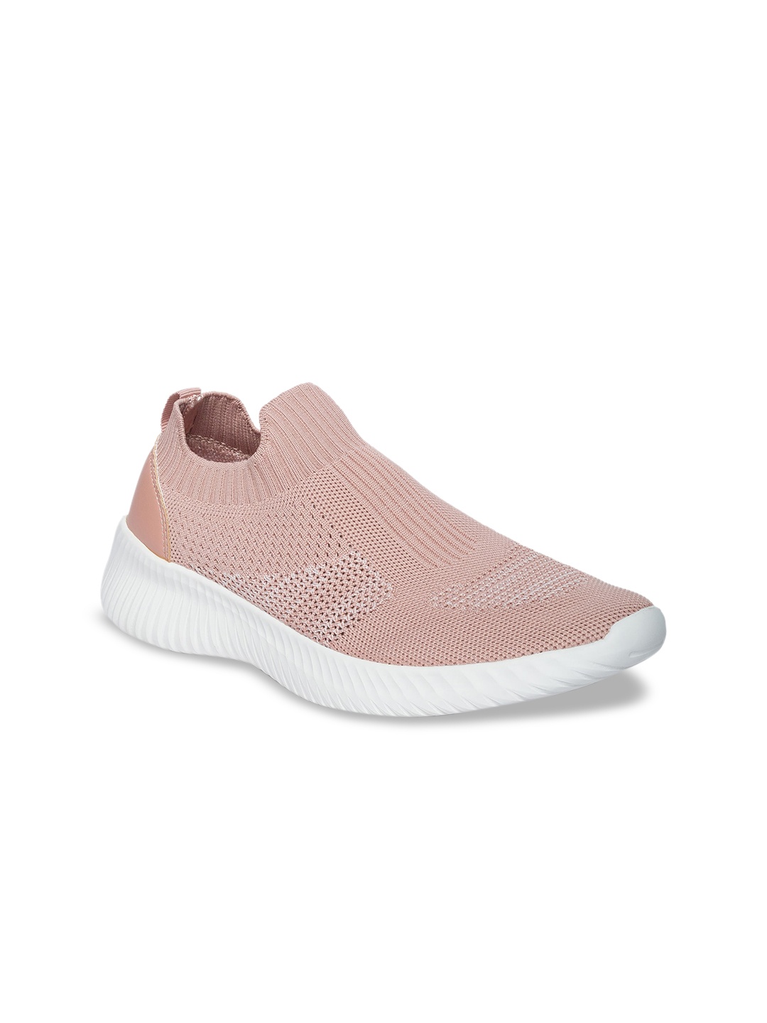 

CERIZ Women Nude-Coloured Woven Design Slip-On Sneakers