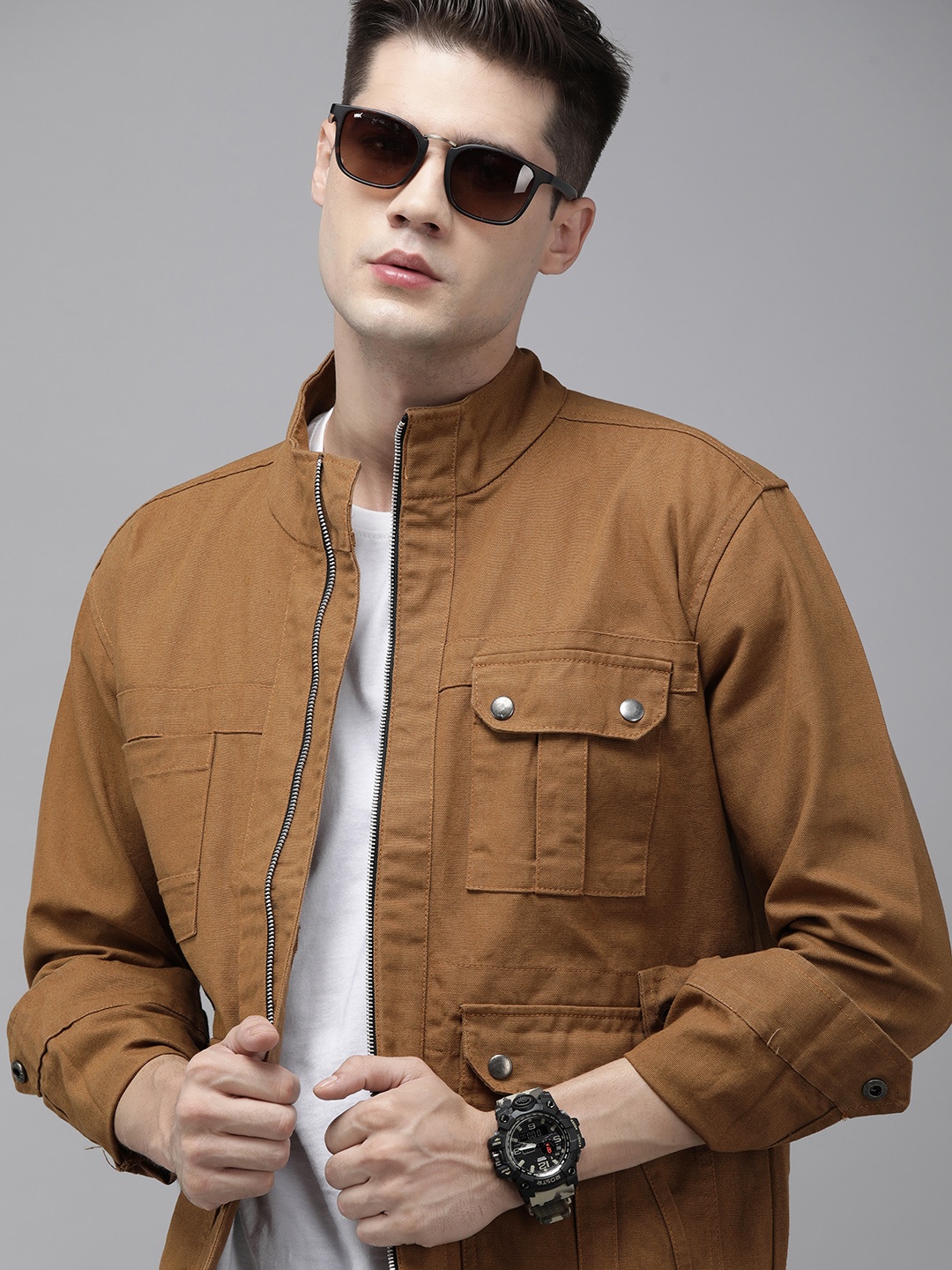 

VOXATI Men Brown Solid Tailored Jacket