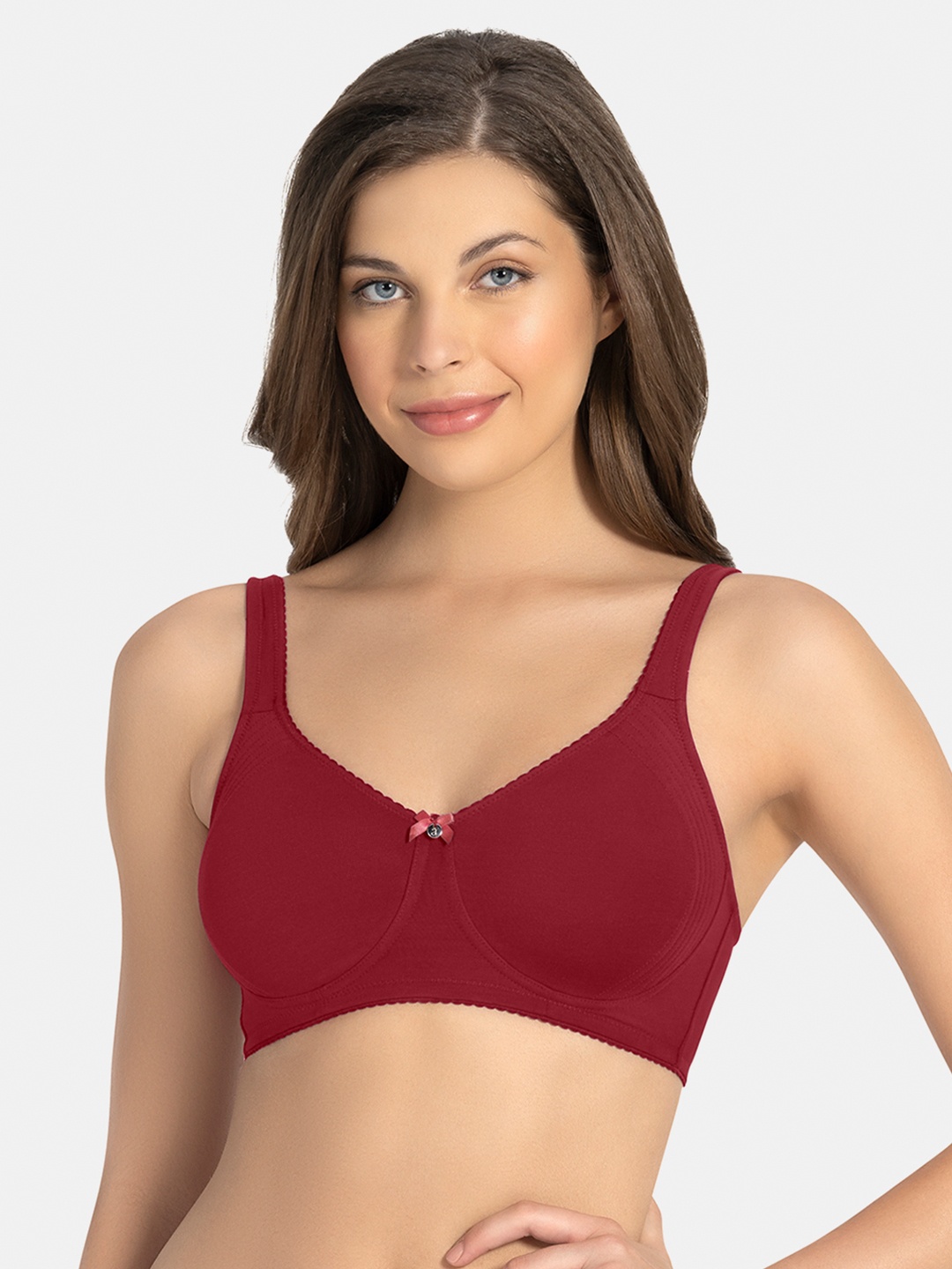 

Amante Solid Non Padded Wirefree Magic Shaper Super Support Bra - BRA78501, Maroon