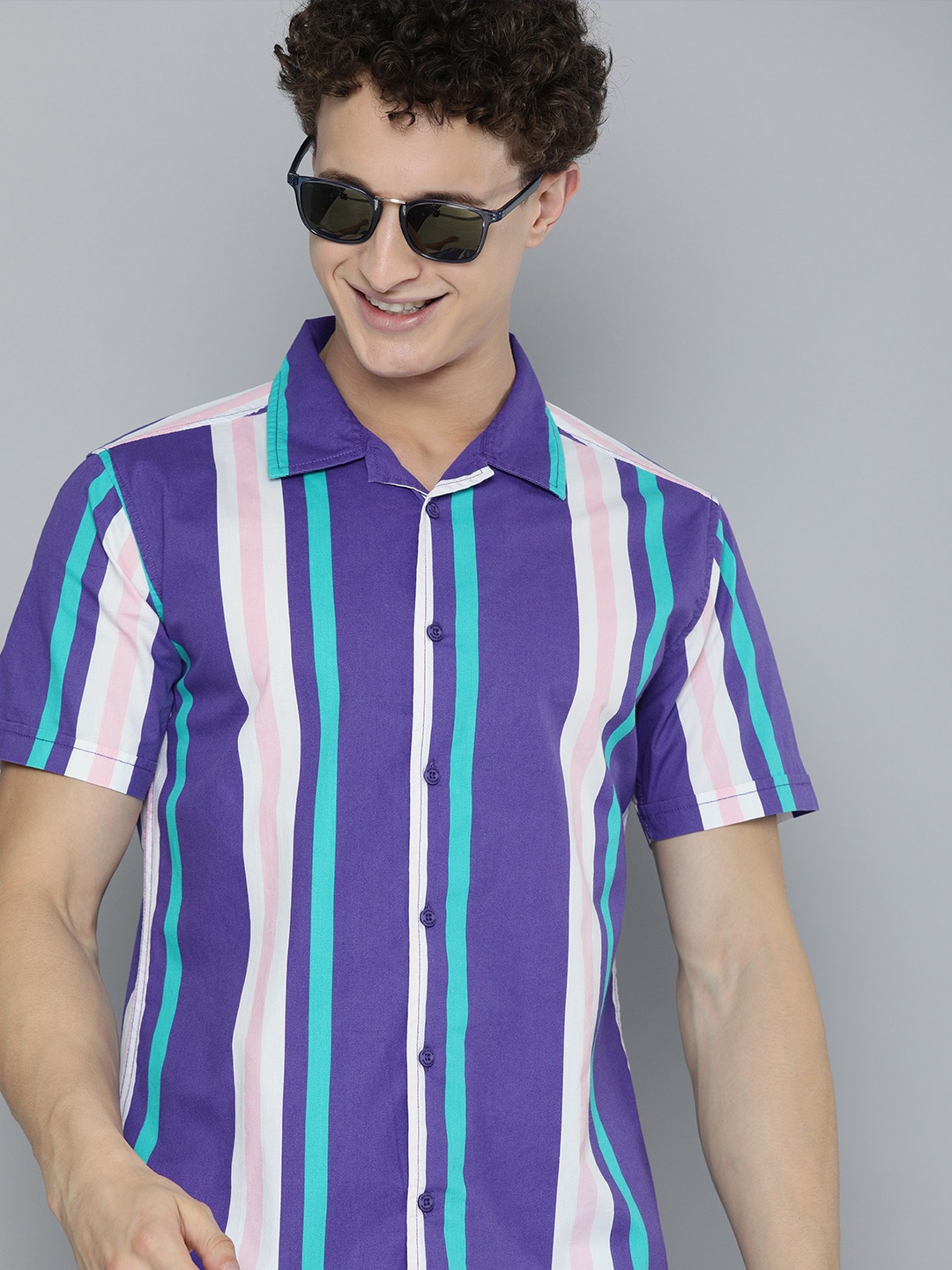 

HERE&NOW Men Multicoloured Multi Striped Opaque Casual Shirt