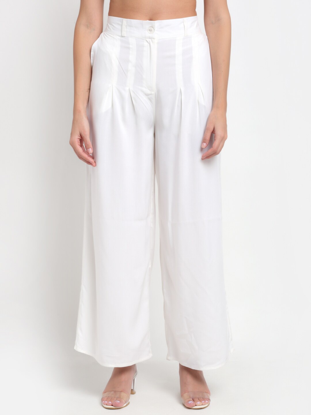 

BLANC9 Women Off White Knitted Palazzos