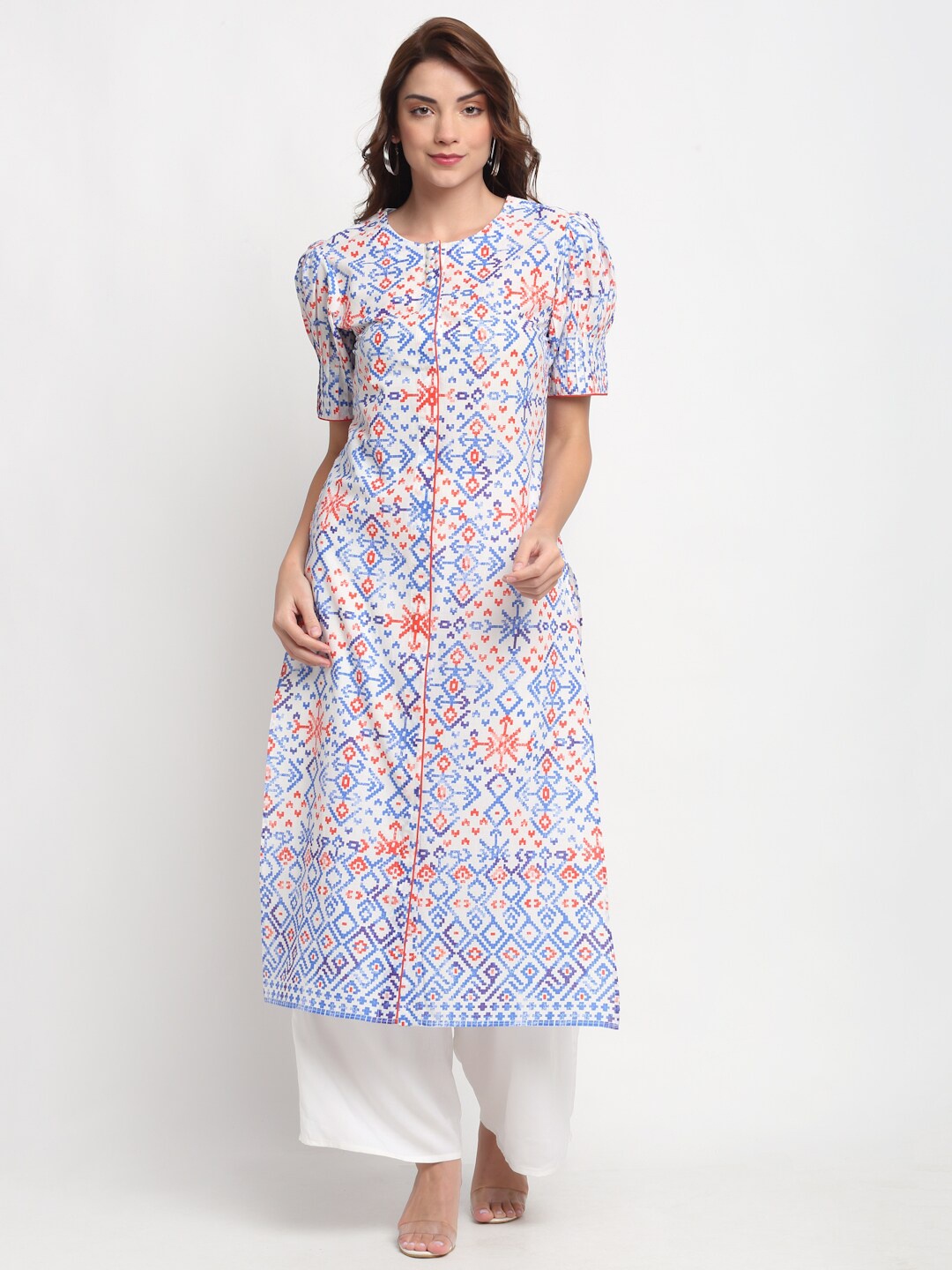 

BLANC9 Women Blue Geometric Printed Kurta