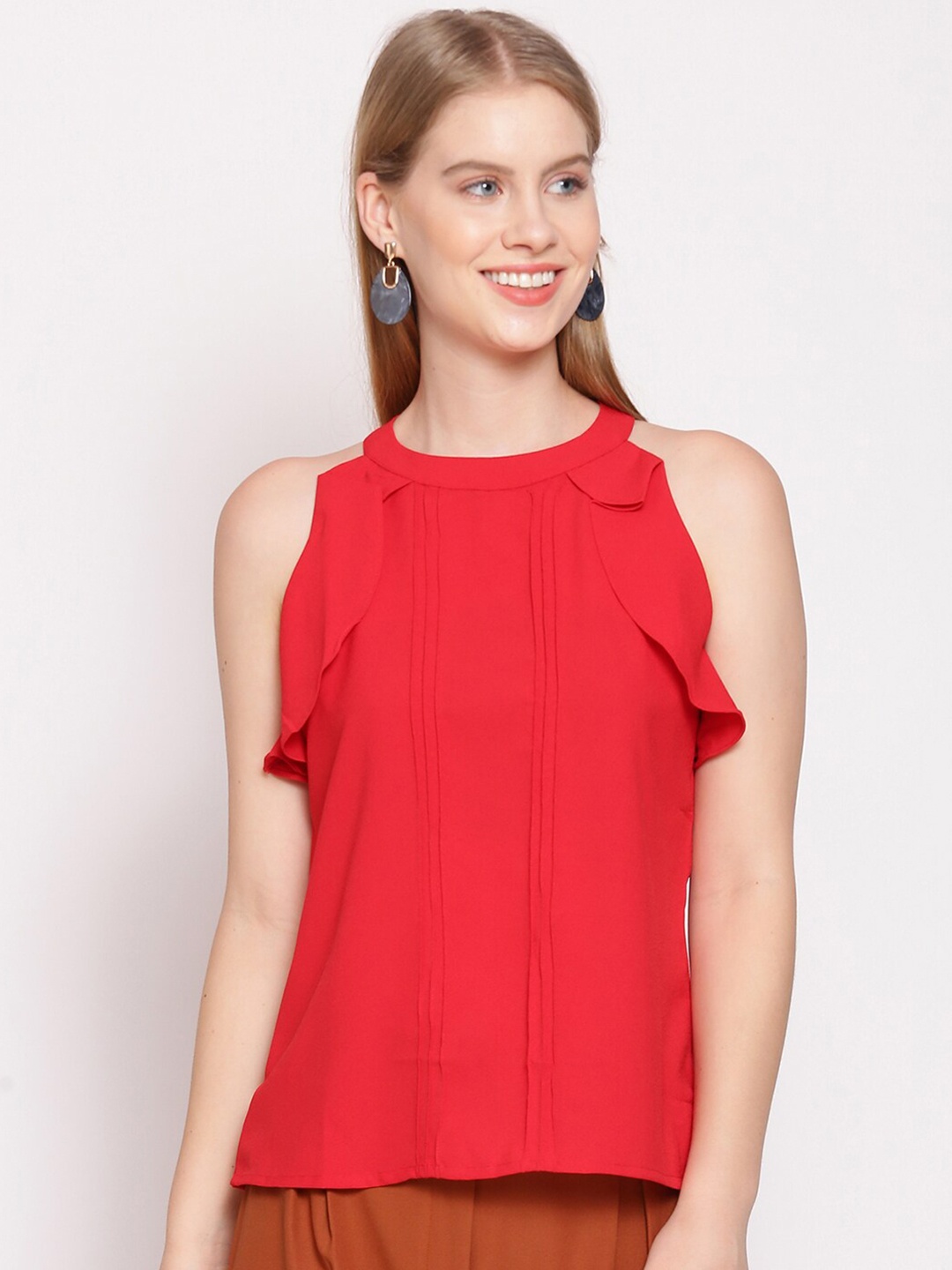 

Zink London Women Red Solid Regular Top
