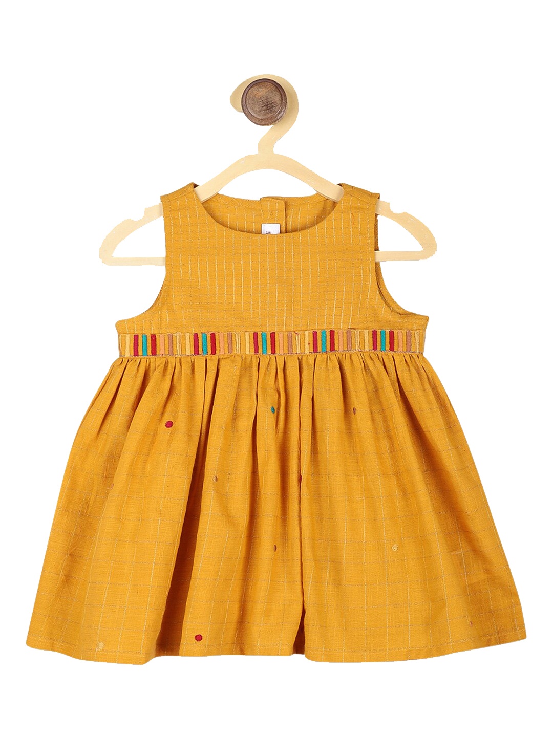 

Fabindia Girls Yellow Checked Empire Dress