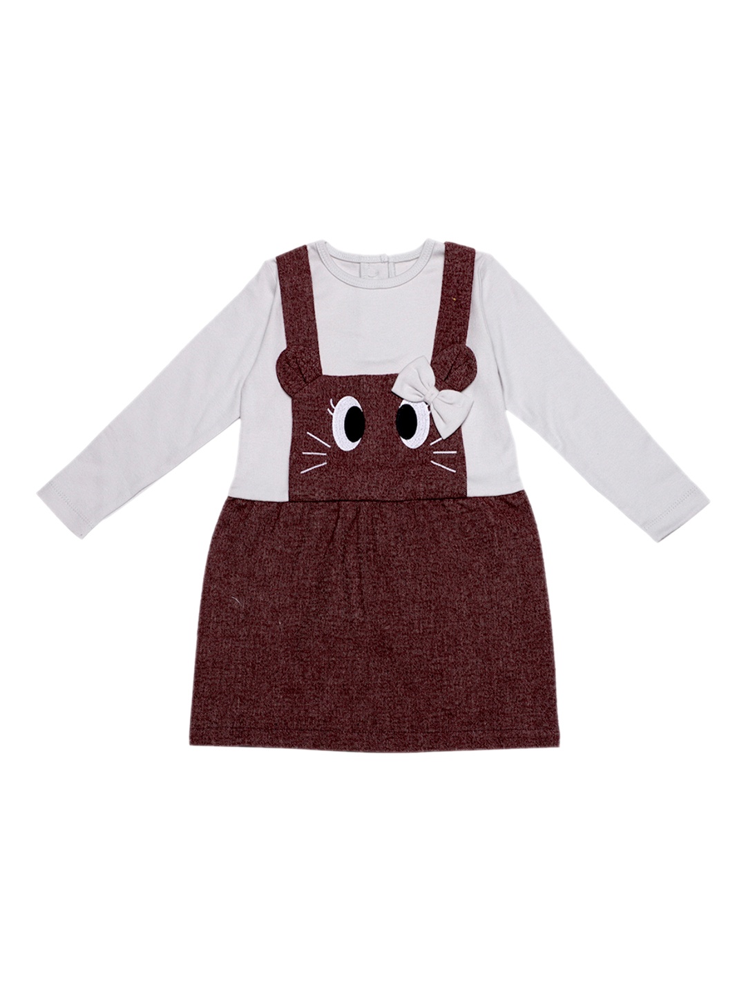 

Nino Bambino Girls White & Brown Organic Cotton Pinafore Dress