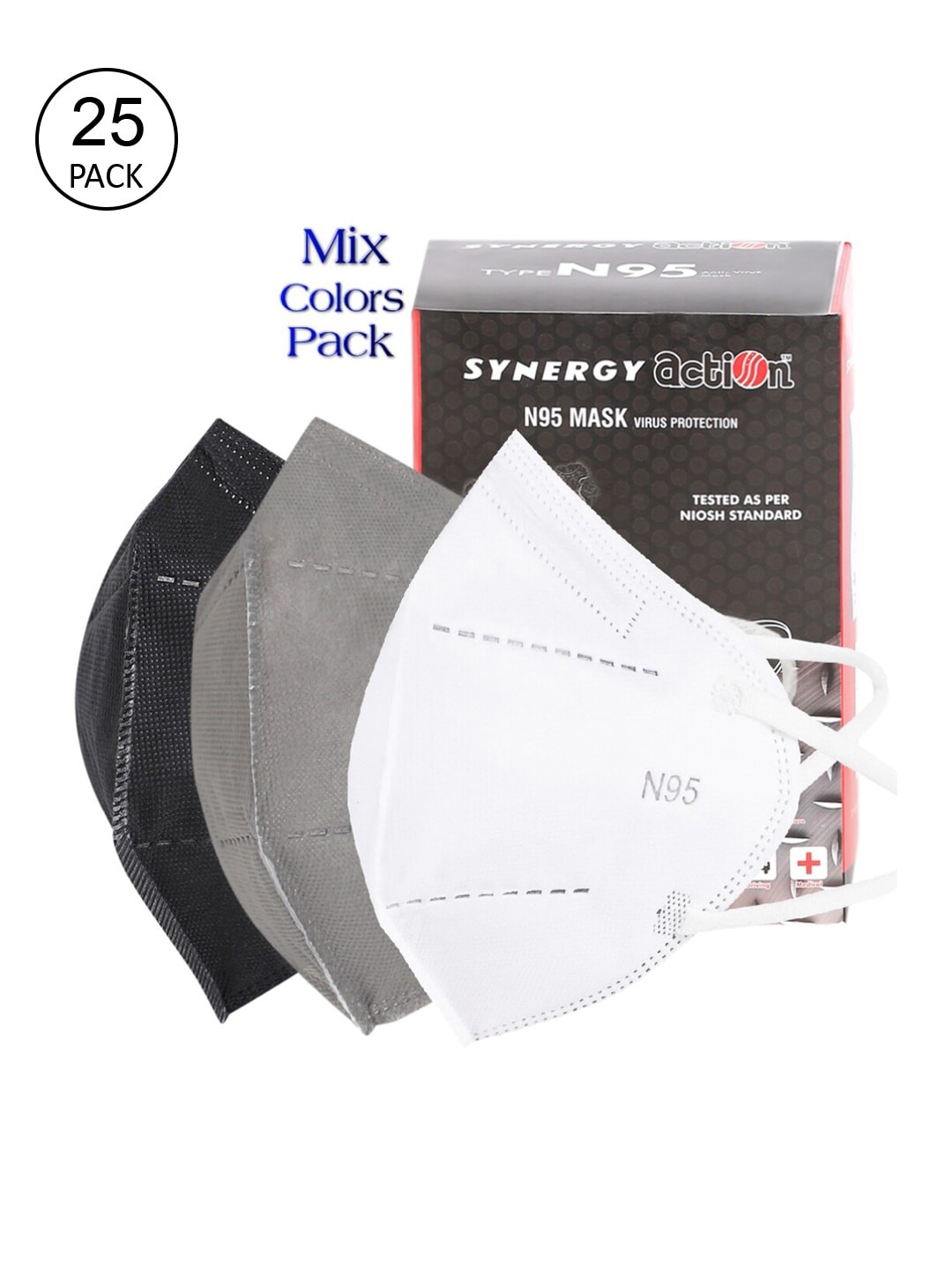 

Action Unisex Pack Of 25 Solid 5-Ply Reusable N95 Masks, White