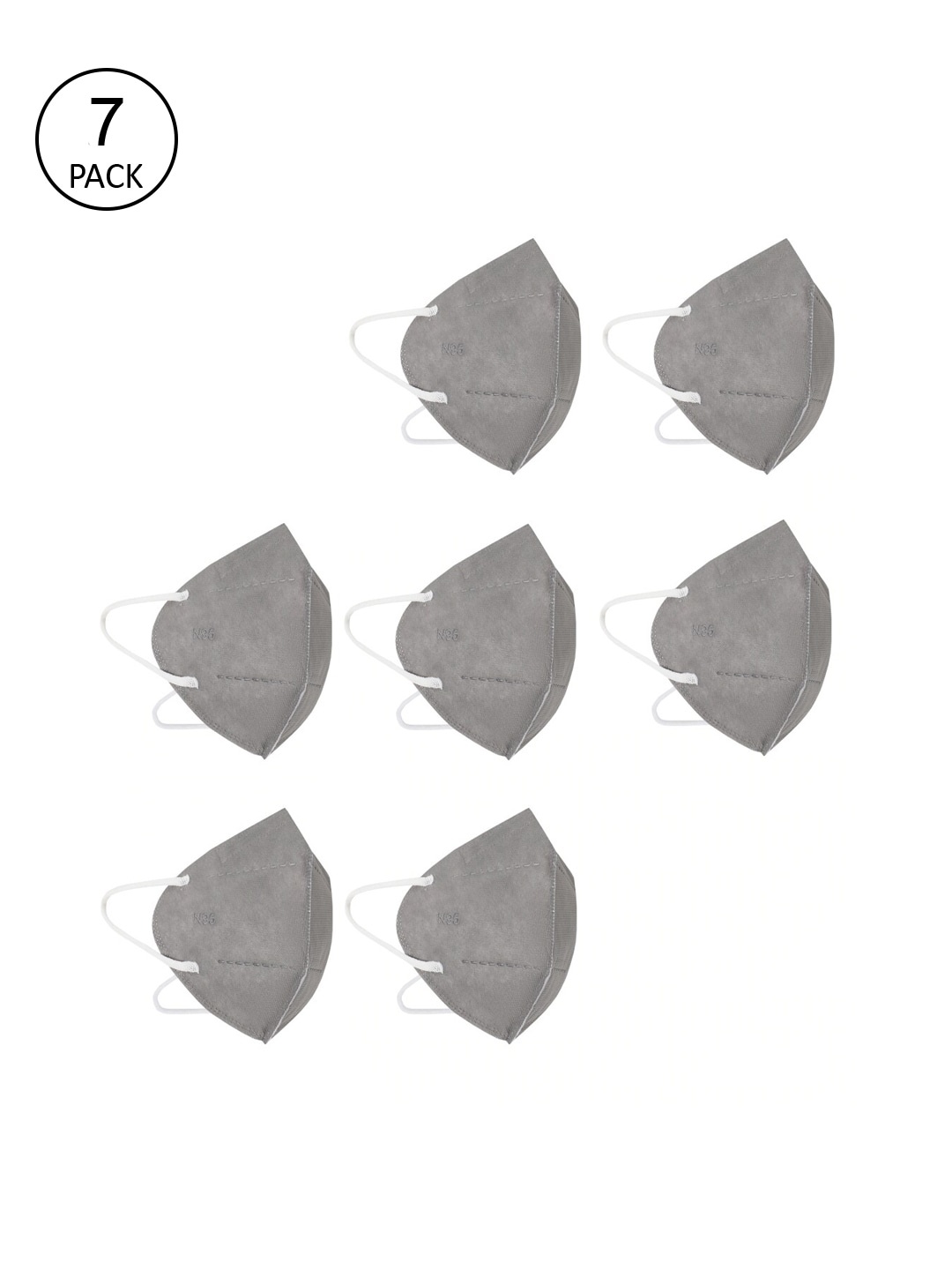 

Action Unisex Pack Of 7 Grey Solid 5-Ply Reusable N95 Masks