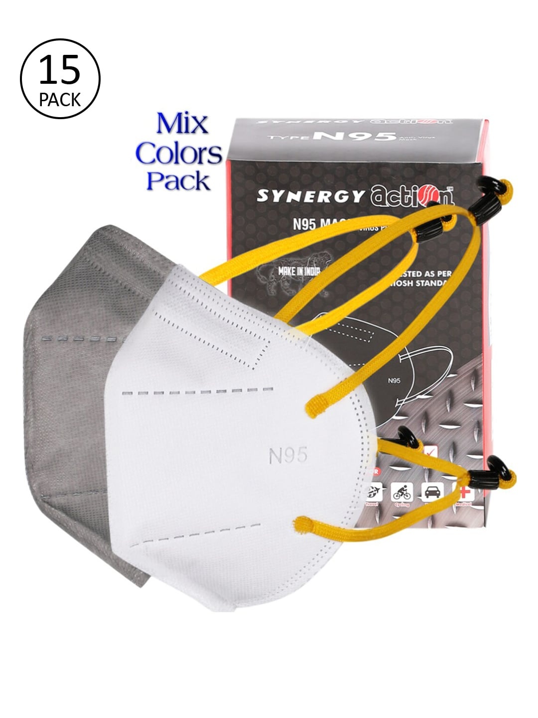 

Action Unisex Pack Of 15 Solid 5-Ply Reusable N95 Masks, Grey
