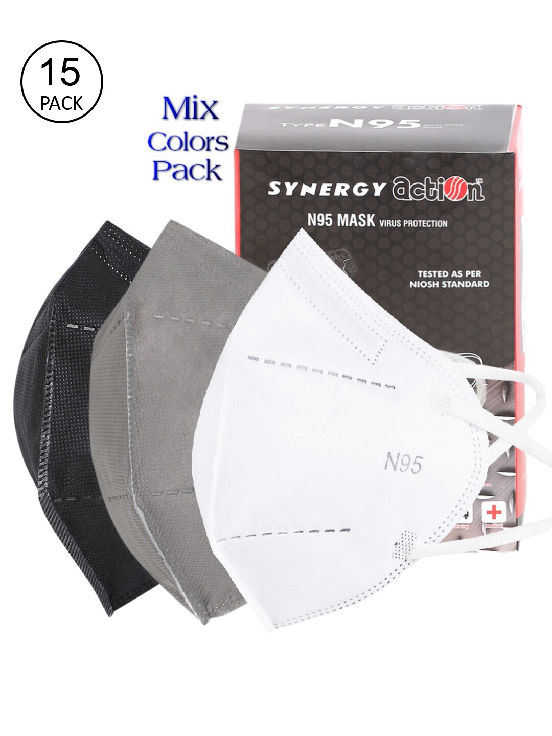 

Action Unisex Pack Of 15 Solid 5-Ply Reusable N95 Masks, White