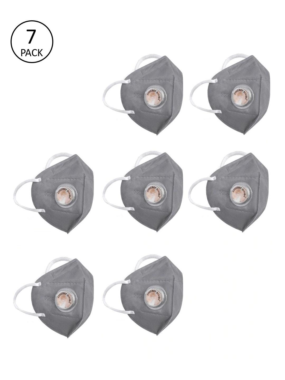 

Action Unisex Pack Of 7 Grey Solid 5-Ply Reusable N95 Masks