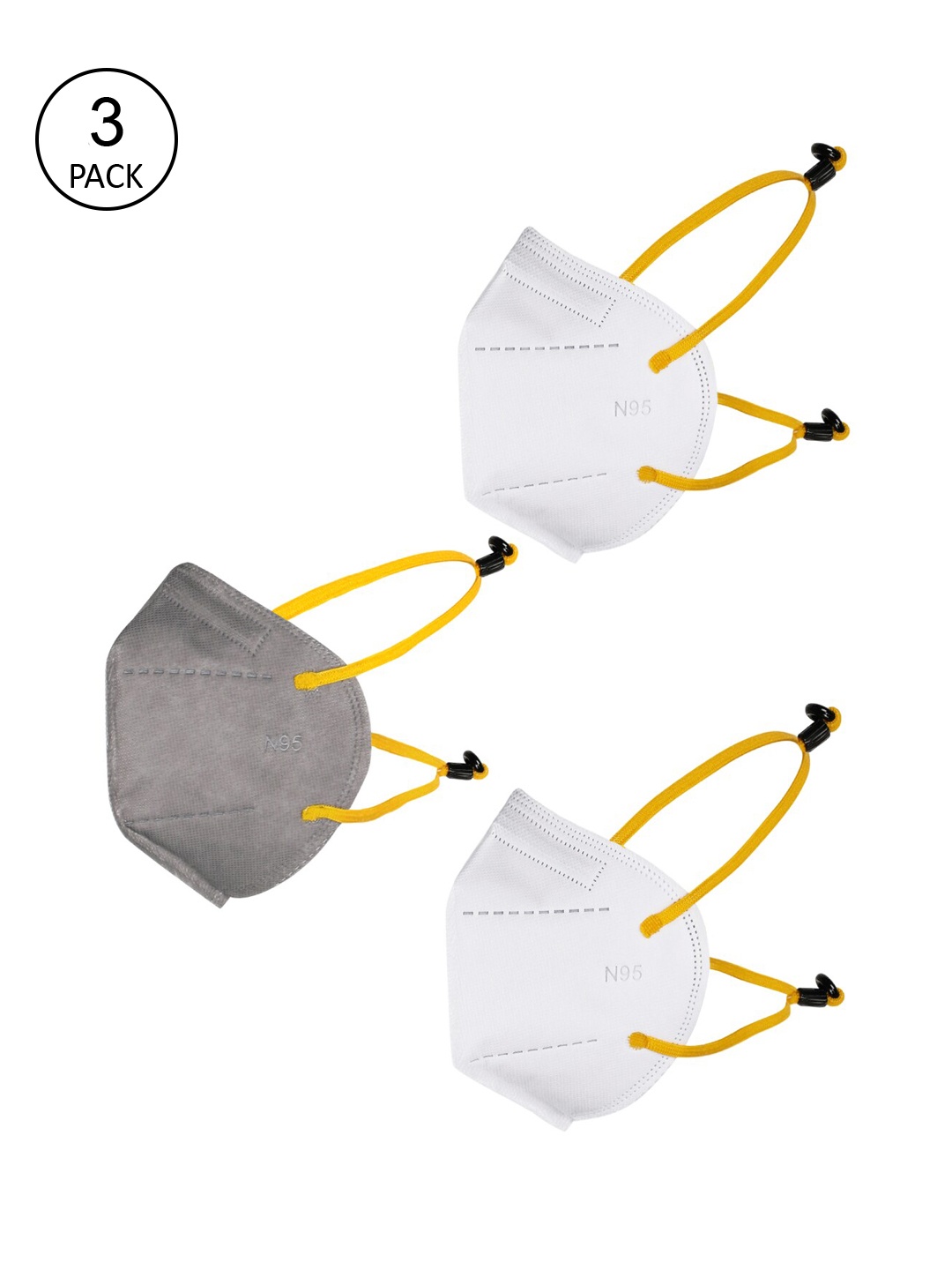 

Action Unisex Pack Of 3 Solid 5-Ply Reusable N95 Masks, White