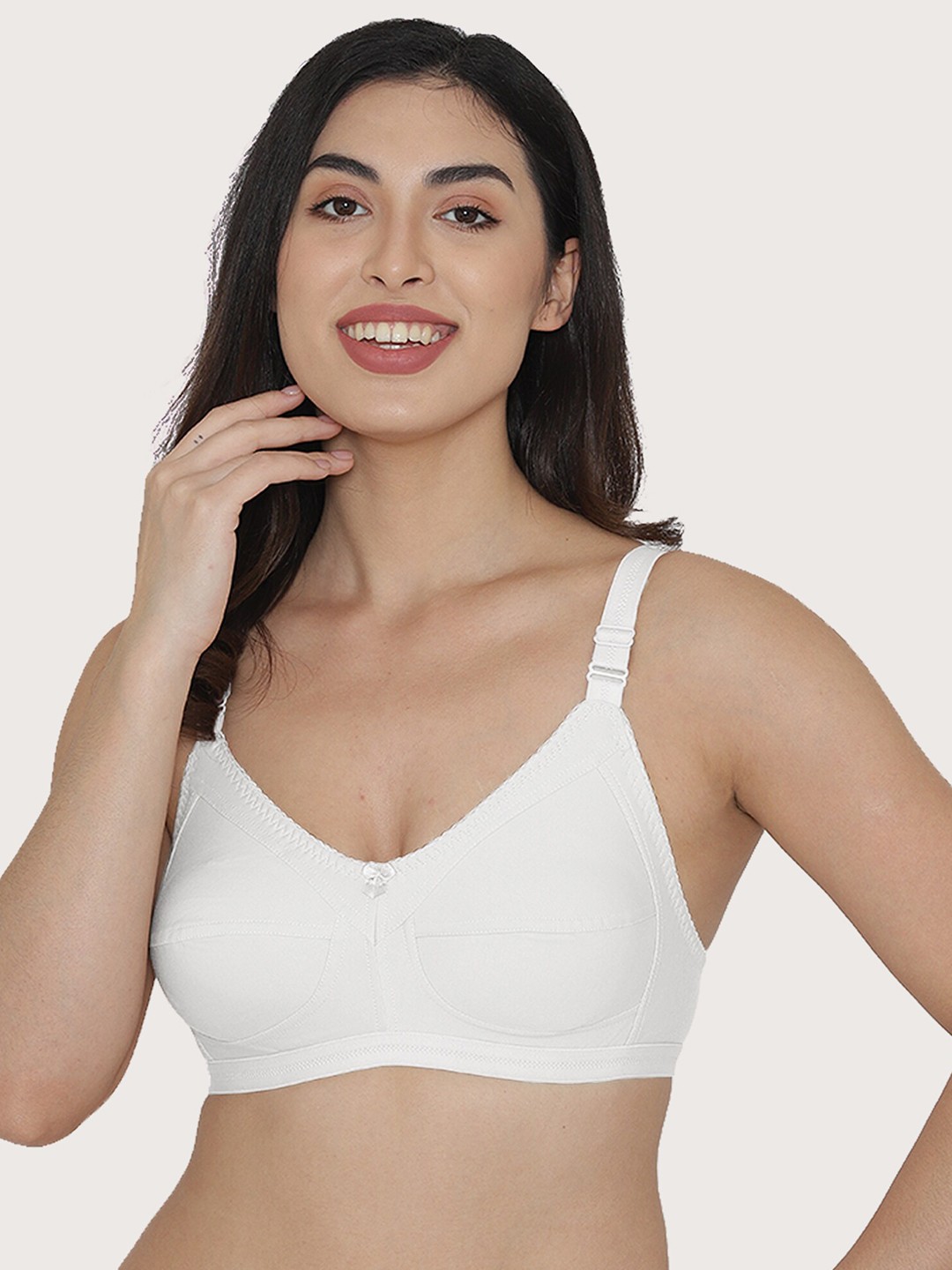 

MAASHIE White Solid Cotton Everyday Bra